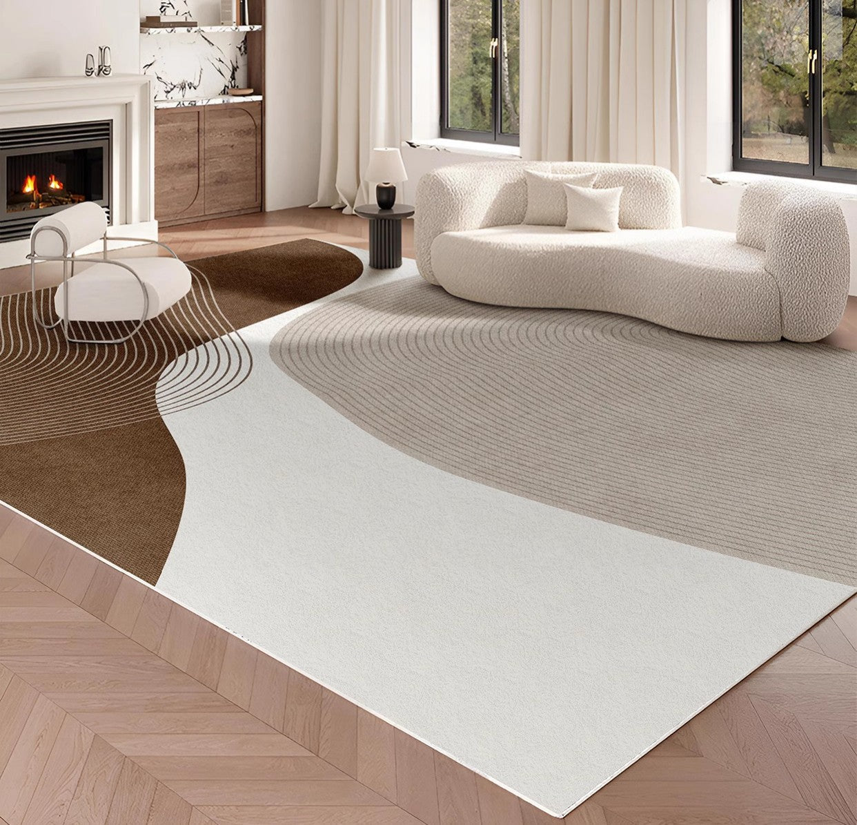 Modern Geometric Area Rugs - Large Abstract Contemporary Rug for Bedroom & Living Room - Soft Non-Slip Floor Mat for Home Decor, Dorm, Office (5x7ft)