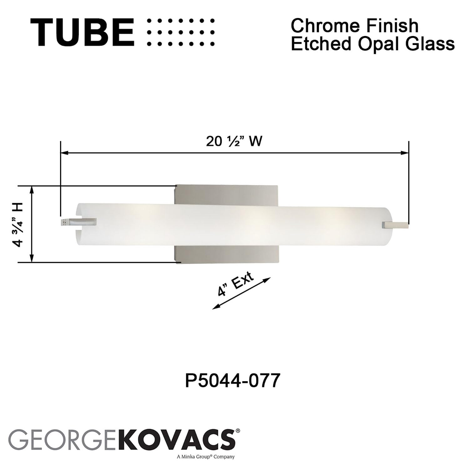GEORGE KOVACS P5044-077 Chrome 3-Light Tube Vanity Bathroom Light Fixture, 180W, 4.75