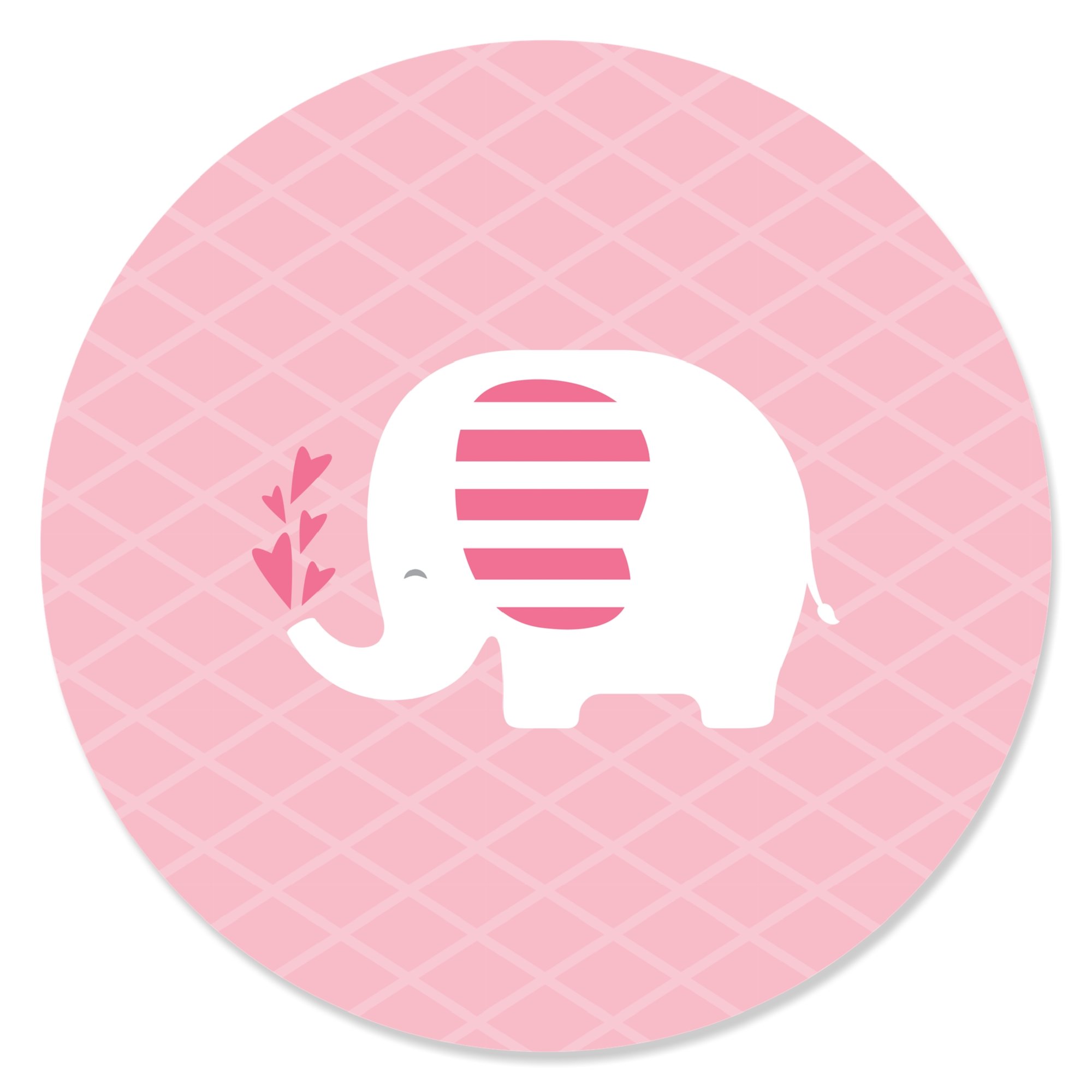 Pink Elephant Baby Shower Stickers - 24 Labels for Girls Birthday Party Decor
