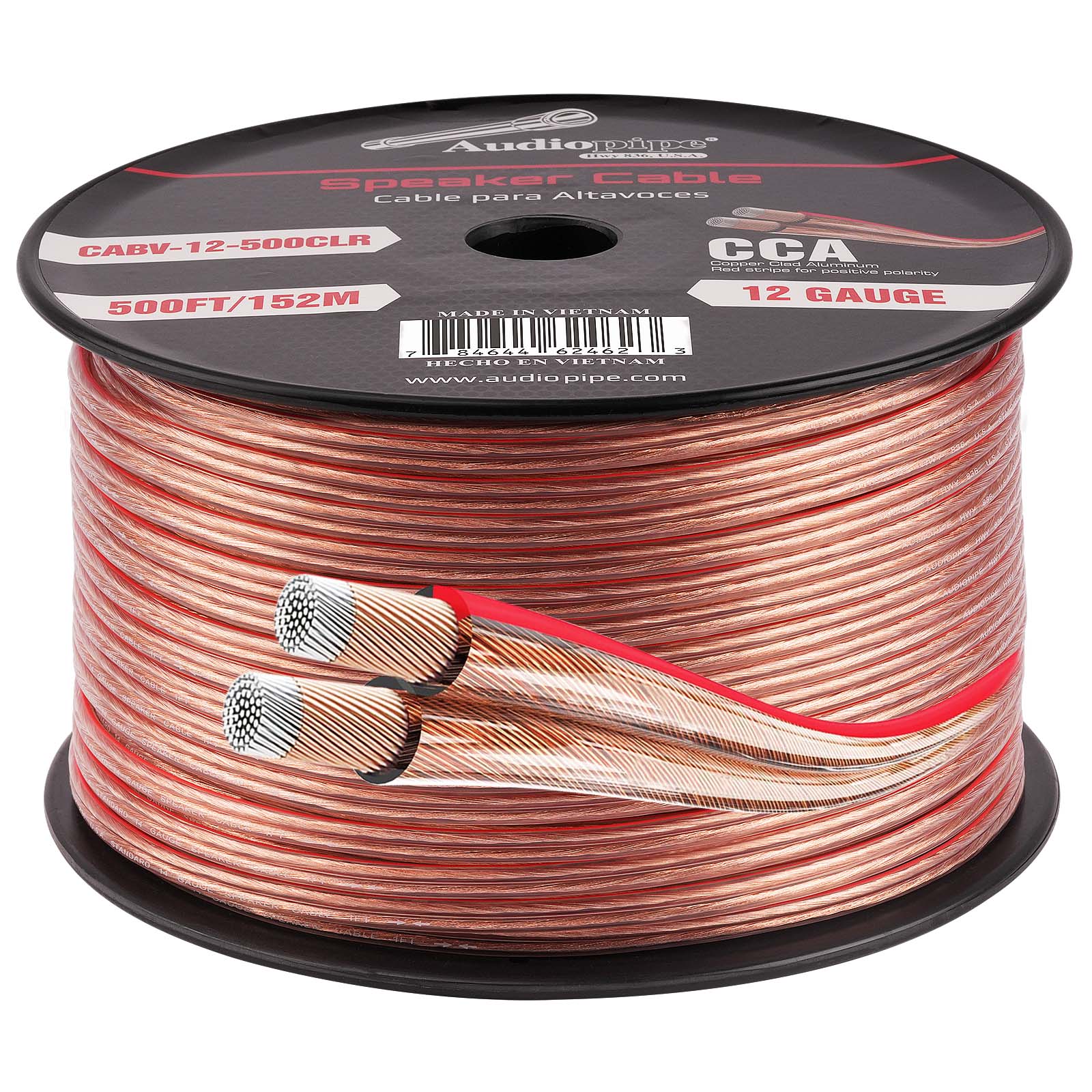 500FT 12AWG Speaker Cable - High Performance Oxygen-Free Copper Wire for Home Theater, Studio & Outdoor Audio Systems (CABV 12 500CLR) - Perfect for Surround Sound, PA Systems & Professional Installations