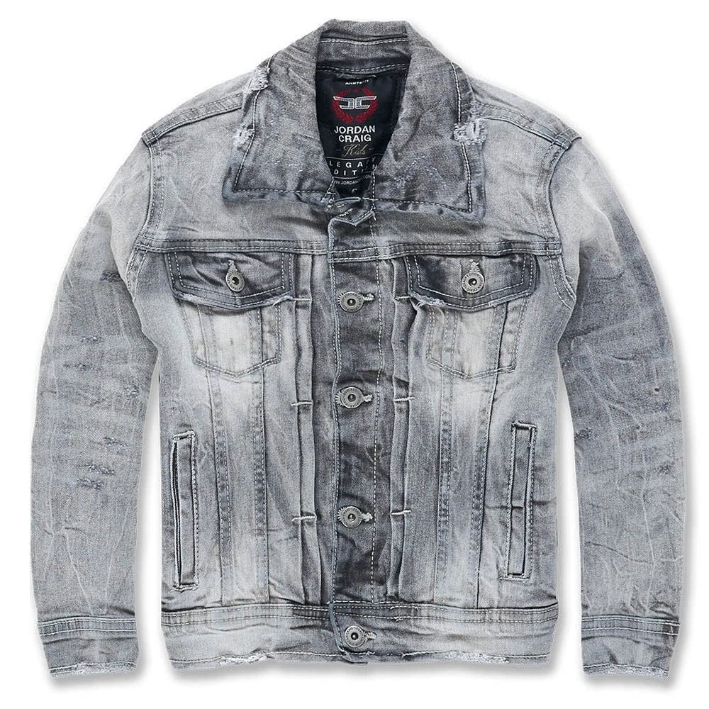 Jordan Craig Boys Bayside Denim Trucker Jacket (Arctic Grey) - Stylish Kids Denim Jacket for School, Play & Outdoor Adventures | Durable & Comfortable for Everyday Wear