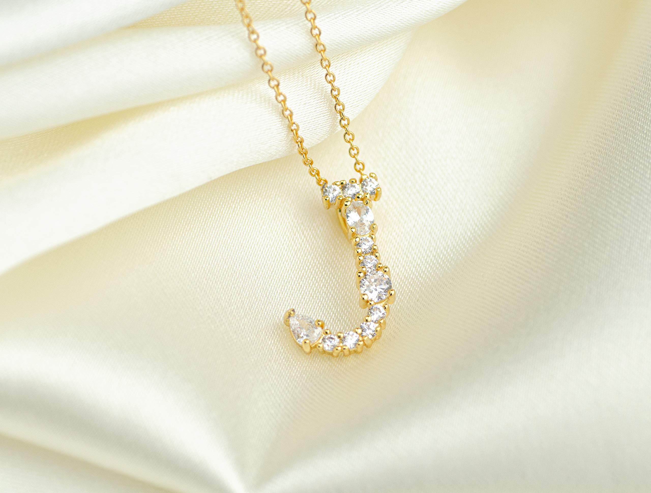 LAVLA Cubic Zirconia Initial Necklace for Women - 18K Gold Plated Dainty Letter Pendant with Colorful Crystals | Personalized Jewelry Gift for Her | Perfect for Birthdays, Anniversaries and Special Occasions