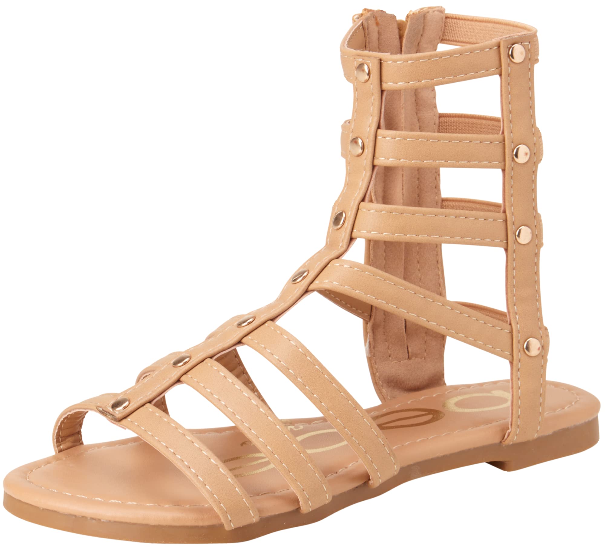 Bebe Toddler Girls' Leatherette Studded Gladiator Sandals with Ankle Zipper - Comfortable Stylish Summer Shoes for Toddler Girls - Perfect for Beach, Playground & Outdoor Activities