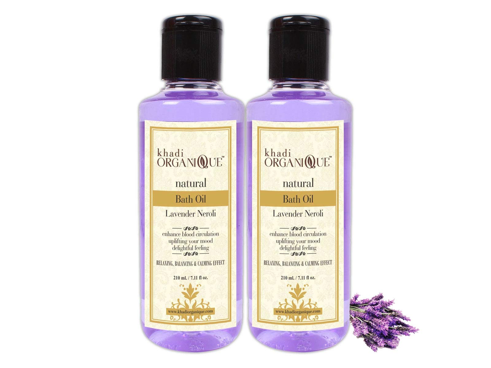 Khadi Organique Lavender & Neroli Bath Oil - 210ml | Natural Aromatherapy Relaxation Oil for Stress Relief & Sleep | Perfect for Spa Nights, Self-Care Rituals & Gift Giving