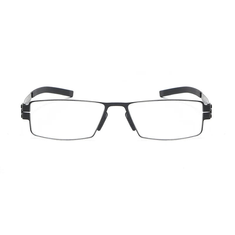 Unisex Black Full Rim Square Stainless Steel Eyeglasses IB005 - Stylish & Durable for Work, Reading & Everyday Wear