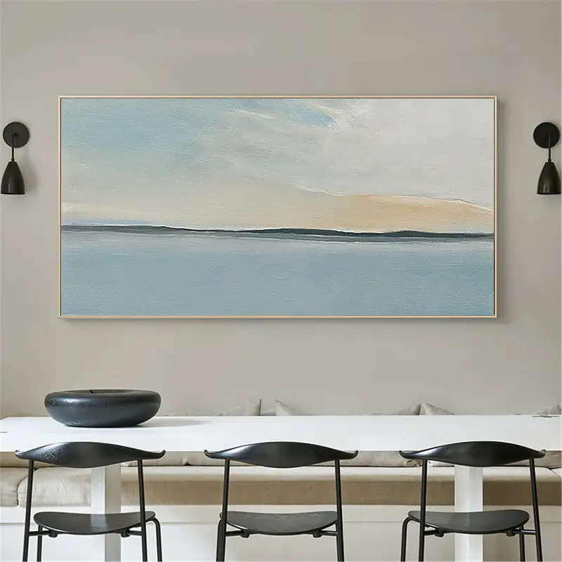 Ocean and Sky Painting - Handmade Canvas Art #OS023 for Home Decor, Office Wall Art, and Living Room Aesthetic