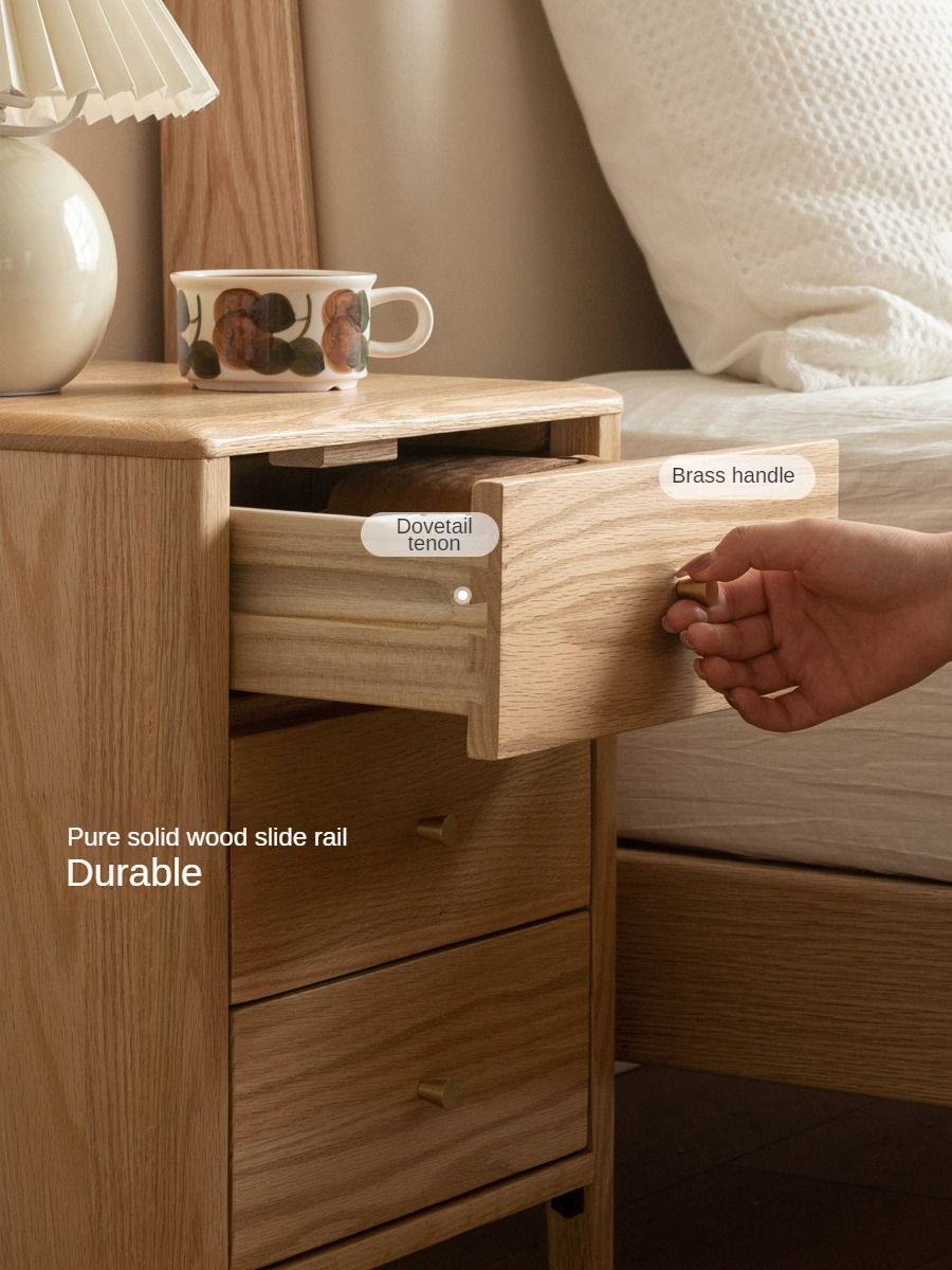 Solid Wood Nightstand - Oak & Cherry Wood Bedside Table for Bedroom, Modern & Rustic Style | Perfect for Bedrooms, Guest Rooms & Home Decor