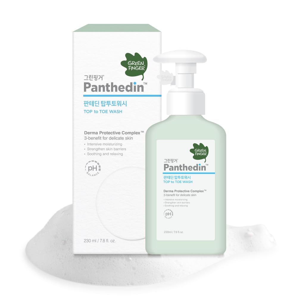 GREEN FINGER Panthedin Top to Toe Wash & Shampoo 7.8 Fl Oz - Ceramide Body Wash for Skin Barrier Repair, Hyaluronic Acid Moisturizing Shower Gel, Hypoallergenic for Sensitive Itchy Skin | Korean Skincare for Daily Shower & Bath Routine