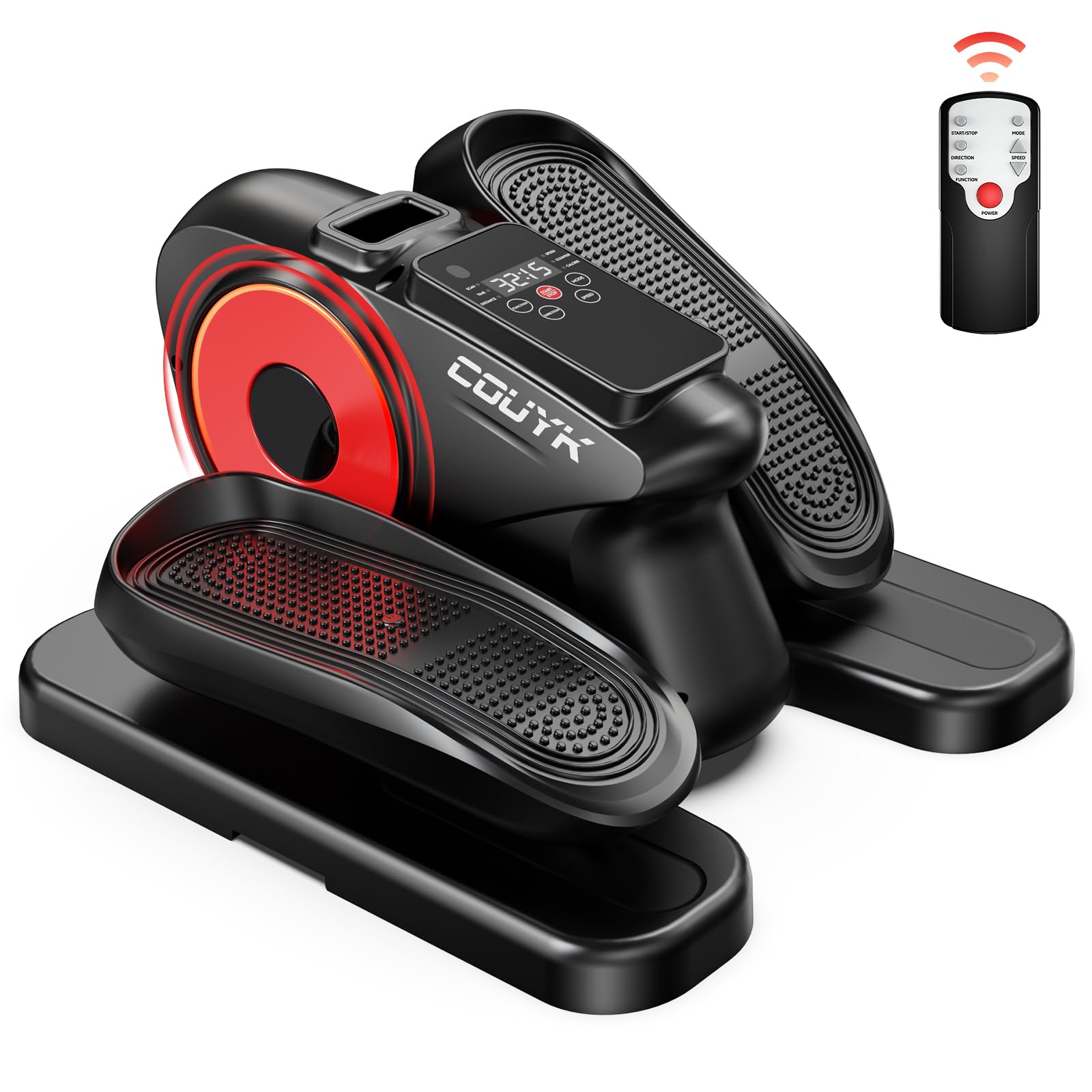 Under Desk Elliptical Machine - Quiet Portable Leg Exerciser for Seniors & Adults with LCD Display, Non-Slip Foot Straps, Remote Control & 12 Speed Levels | Home Office Workout Equipment for Sedentary Lifestyle