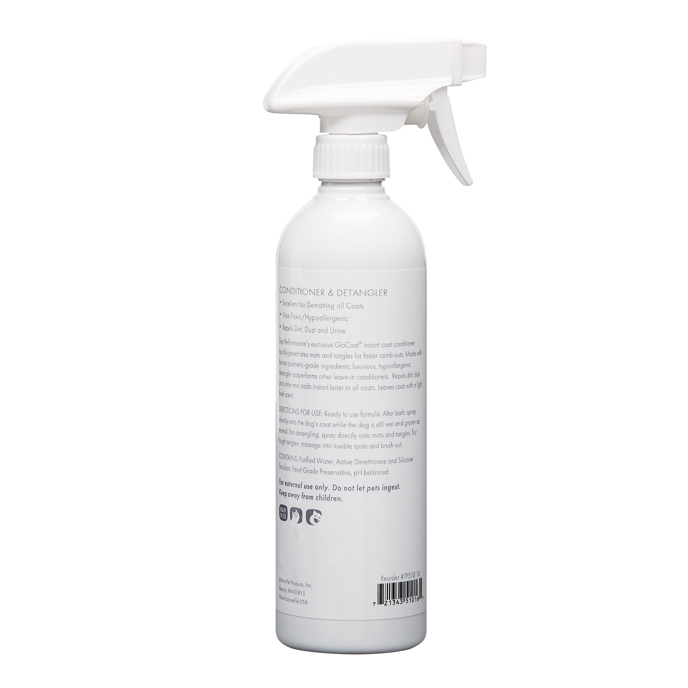 Premium GloCoat Pet Conditioner & Detangler for Dogs & Cats - 16 Fl Oz | Leave-in Treatment for Soft, Shiny Fur & Tangle-Free Coats | Perfect for Grooming, Bath Time & Daily Maintenance