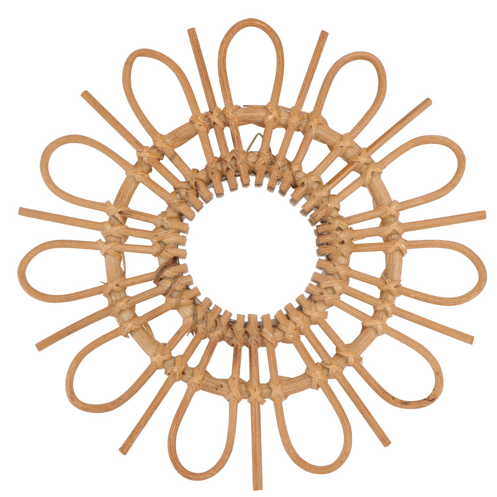 DOITOOL Hand-Woven Rattan Wall Mirror - Boho Decorative Makeup & Dressing Mirror for Bedroom, Bathroom, or Studio Photography Backdrop - Natural Woven Wall Art for Home Decor