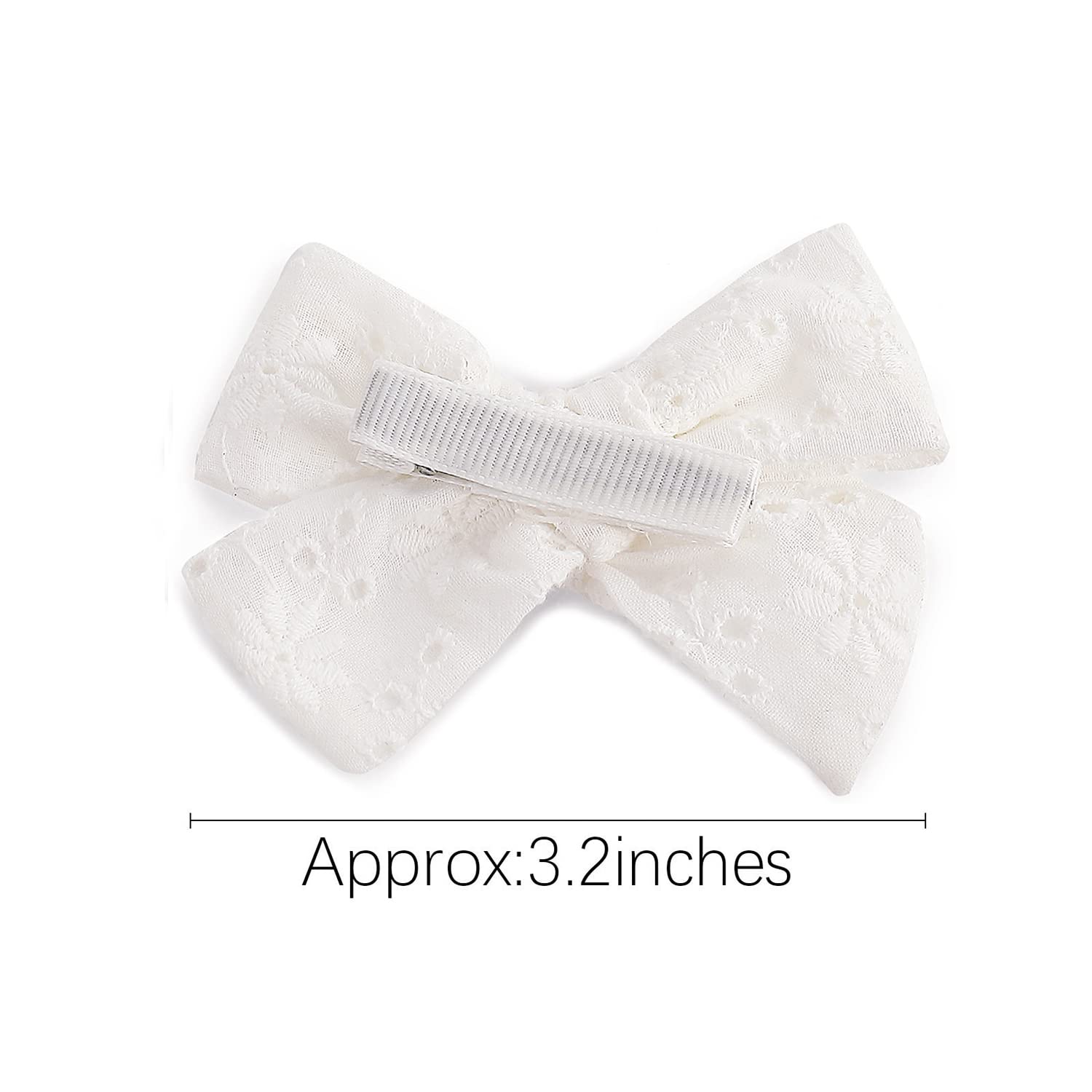3.2 Inch White Linen Hair Bows with Alligator Clips for Girls, Toddlers & Teens - Cute Hair Accessories for School, Parties & Everyday Wear