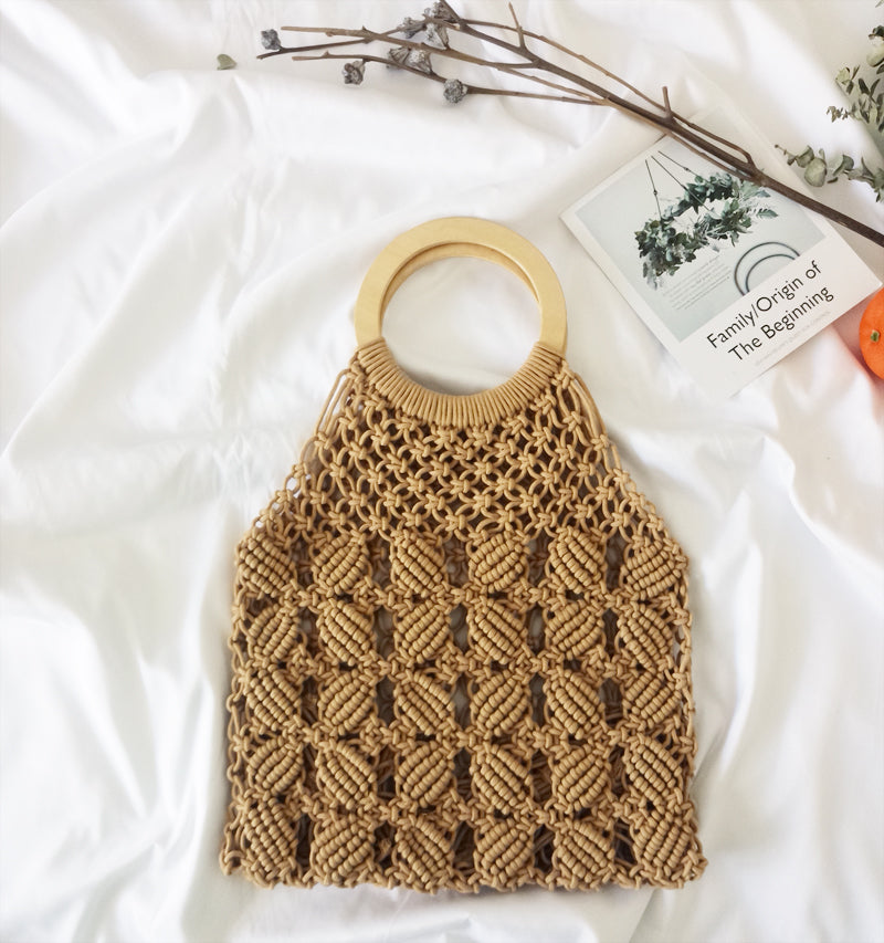 Stylish Cotton Rope Straw Tote Bag for Women - Perfect for Beach, Shopping & Summer Outfits