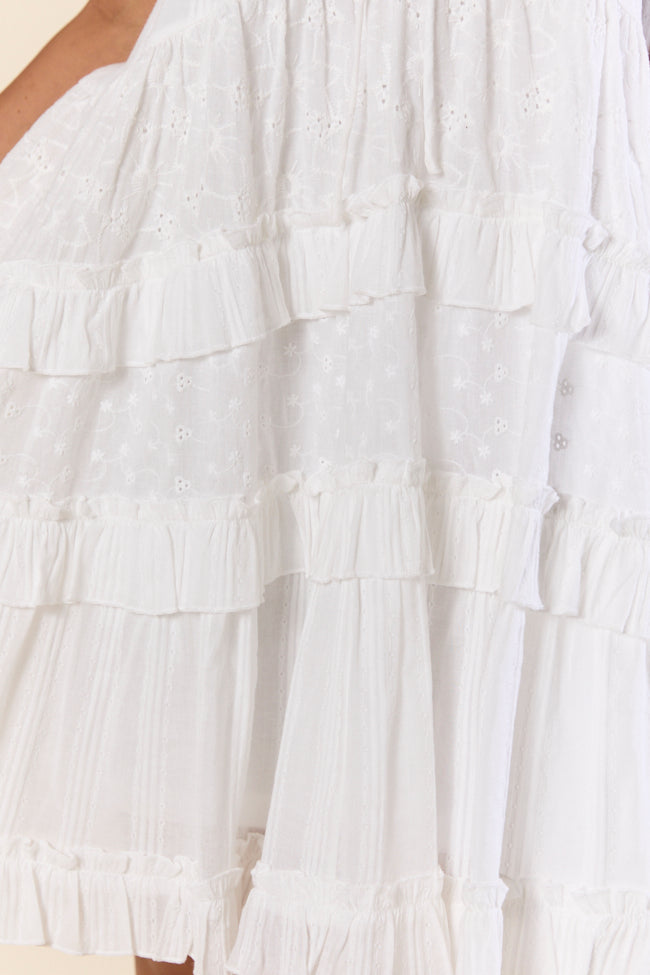 Pure Charm White Ruffle Babydoll Dress - Women's Lace Nightgown & Sleepwear for Romantic Evenings, Bridal Shower, Honeymoon & Special Occasions