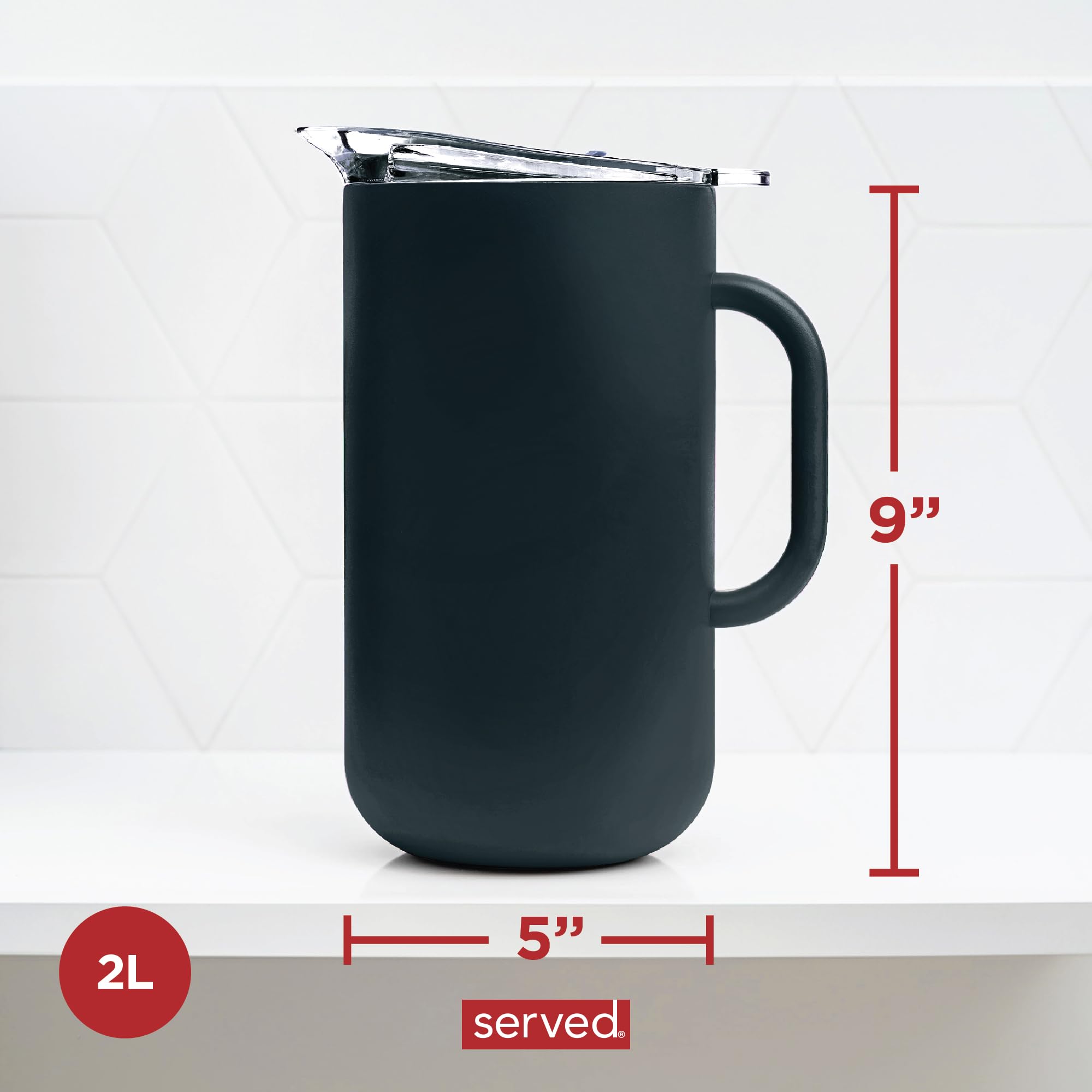 Premium 2L Vacuum-Insulated Stainless Steel Pitcher with Copper Lining - Keeps Drinks Cold for 24 Hours & Hot for 12 Hours - Perfect for Iced Tea, Lemonade, Coffee & Outdoor Parties