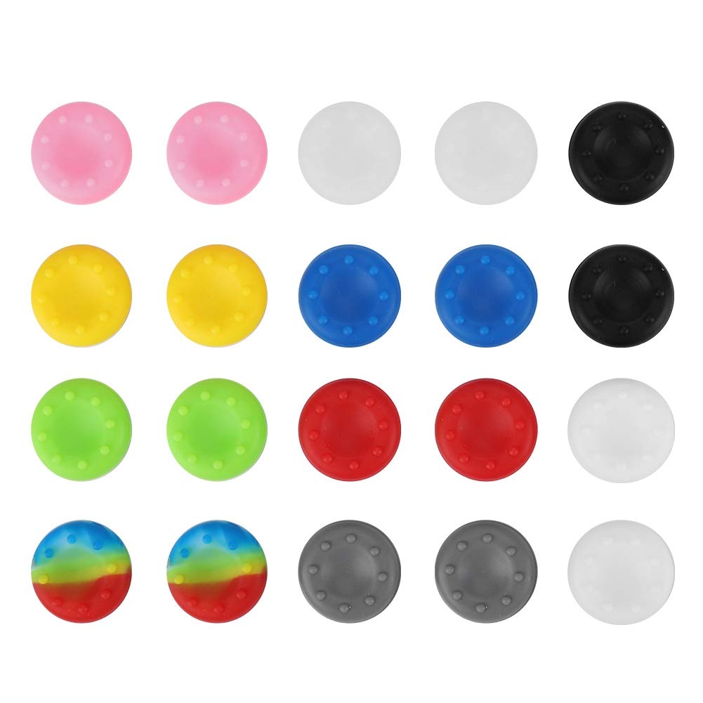 20Pcs Silicone Thumb Stick Grips Cover - Anti-Skid Colorful Thumb Grips for PS2/PS3/Xbox One/360 Game Controllers - Improve Gaming Comfort & Precision for Long Play Sessions