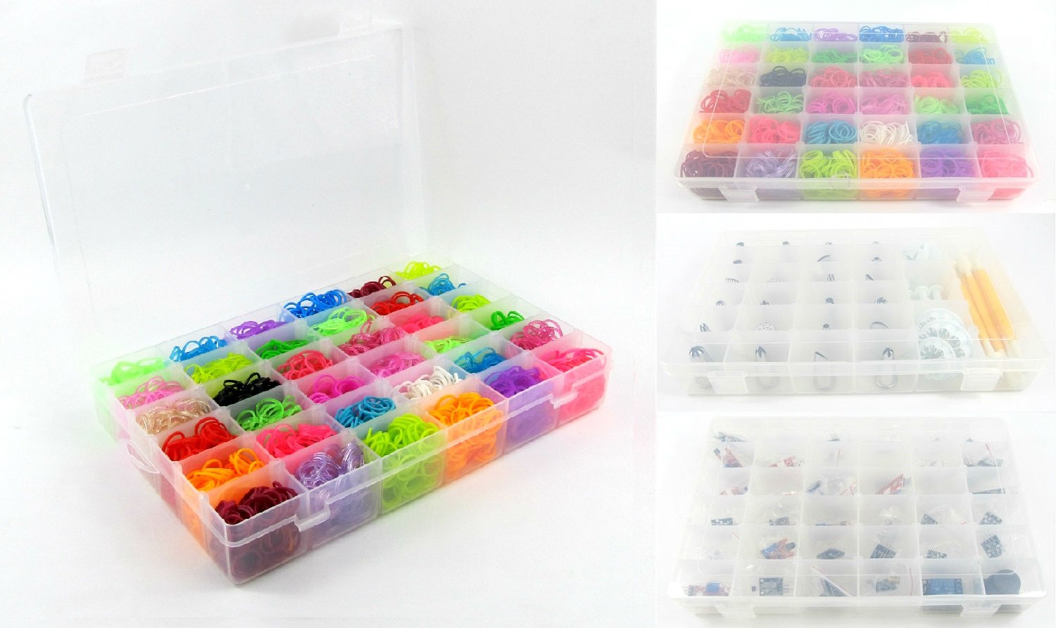 36 Grids Adjustable Plastic Storage Box Organizer - Large Transparent Thick Hard Compartment for Toys, Jewelry, Office Supplies & Kitchen Utensils | Perfect for Craft Rooms, Desktops & Drawer Organization