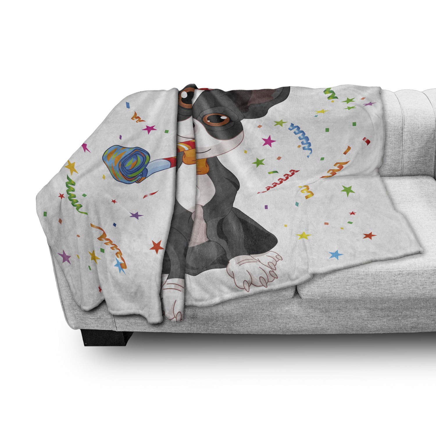 Ambesonne Boston Terrier Dog Birthday Throw Blanket - 70