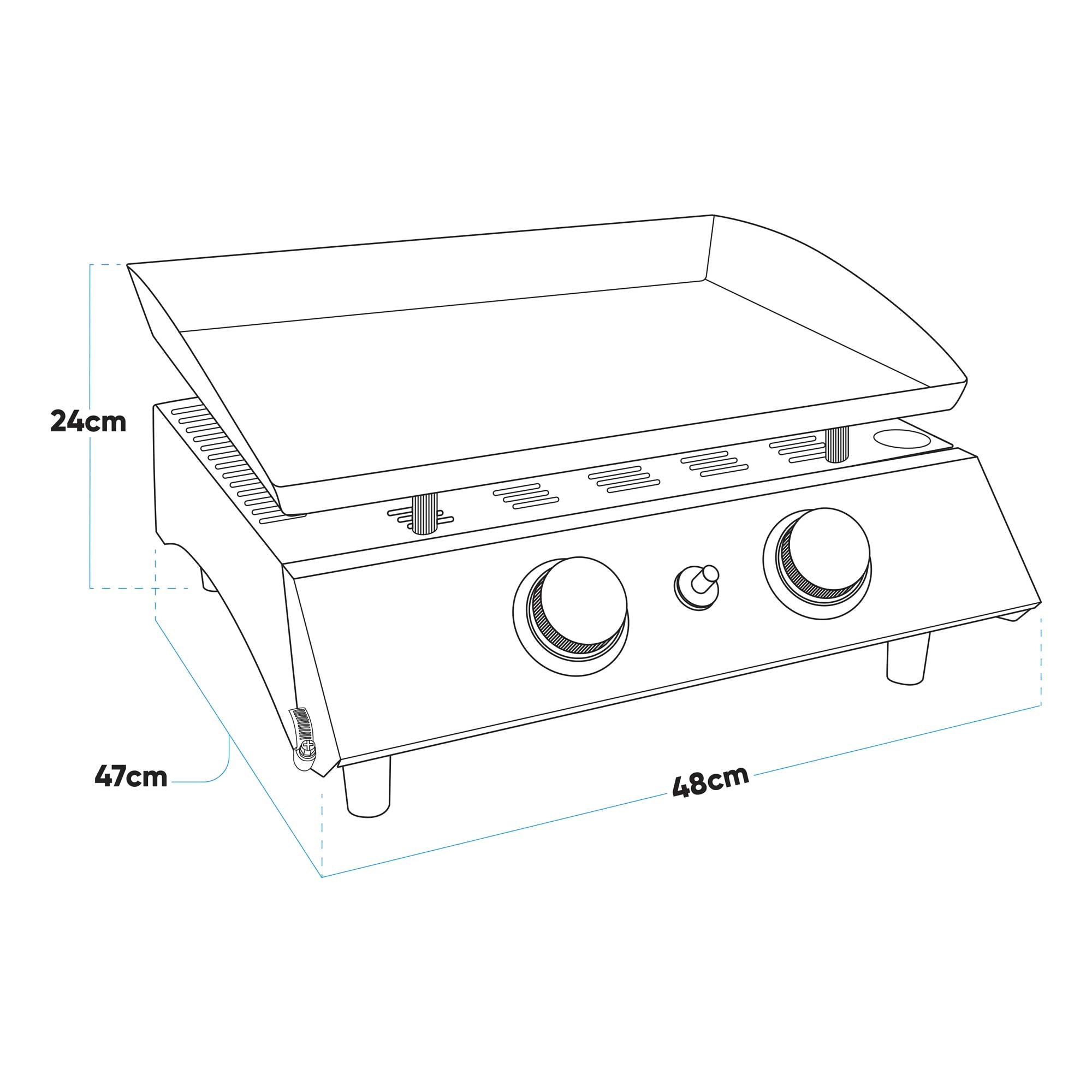 2 Burner Portable Gas Plancha 5kW BBQ Griddle - Stainless Steel Outdoor Cooking Grill for Camping, Backyard Parties & Tailgating - DG21 Model