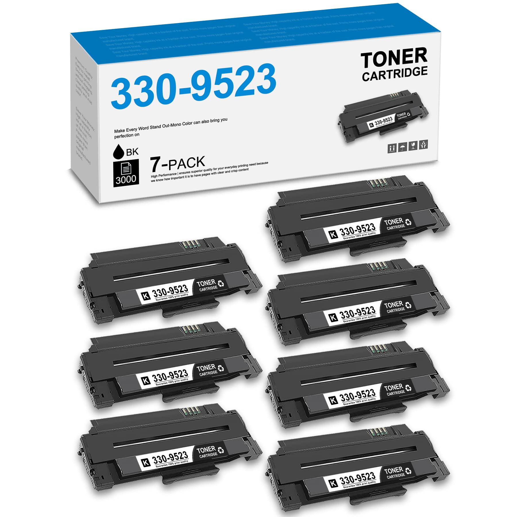 POTONER Compatible B1130 330-9523 Toner Cartridge Replacement for Dell 1133 1135n 1130 1130n Printer (7 Black) - High Yield Printing for Office & Home Use