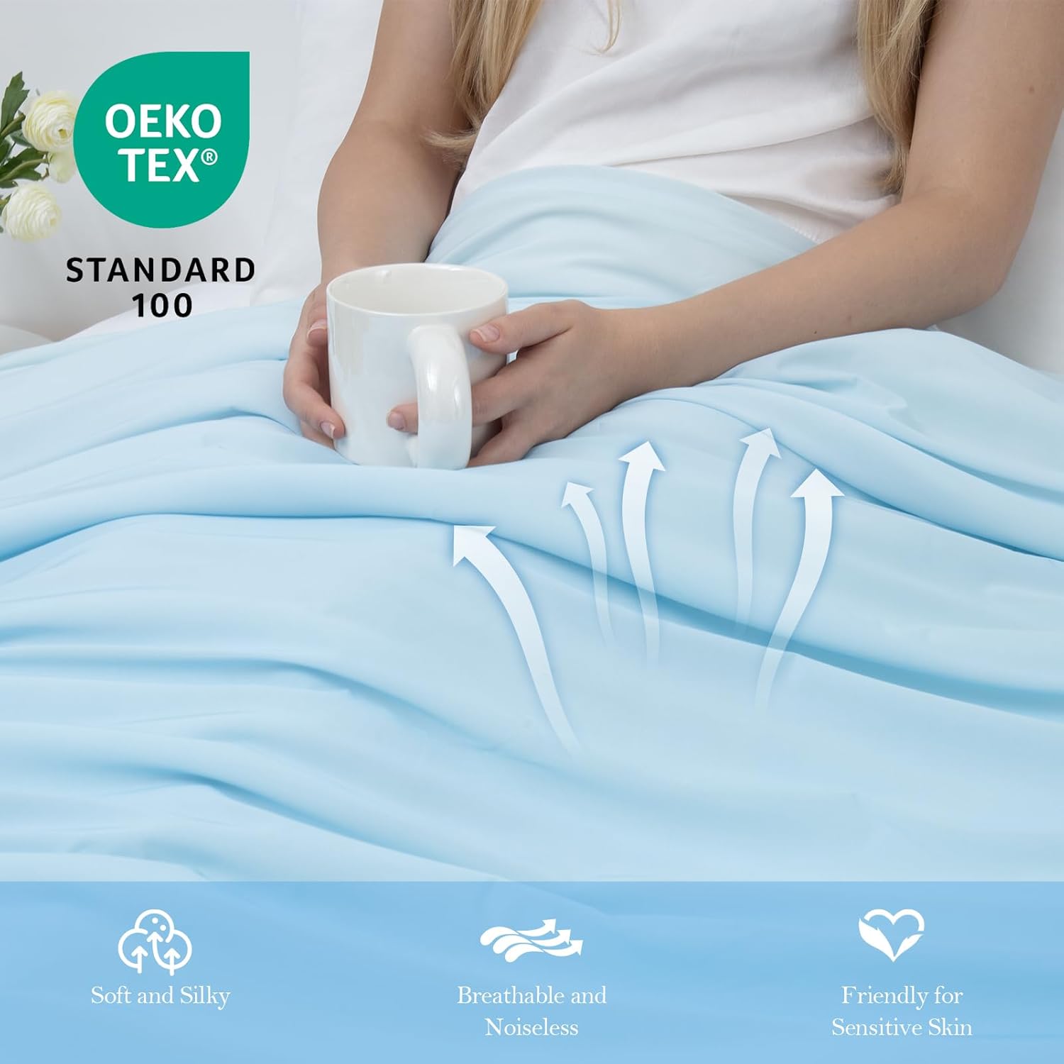 Elegear Arc Chill Cooling Comforter - Ultra Soft & Breathable Queen Size Bedding with Q Max >0.5 - Gradient Blue Design for Hot Sleepers - Perfect for Summer Nights & Warm Climate Bedrooms