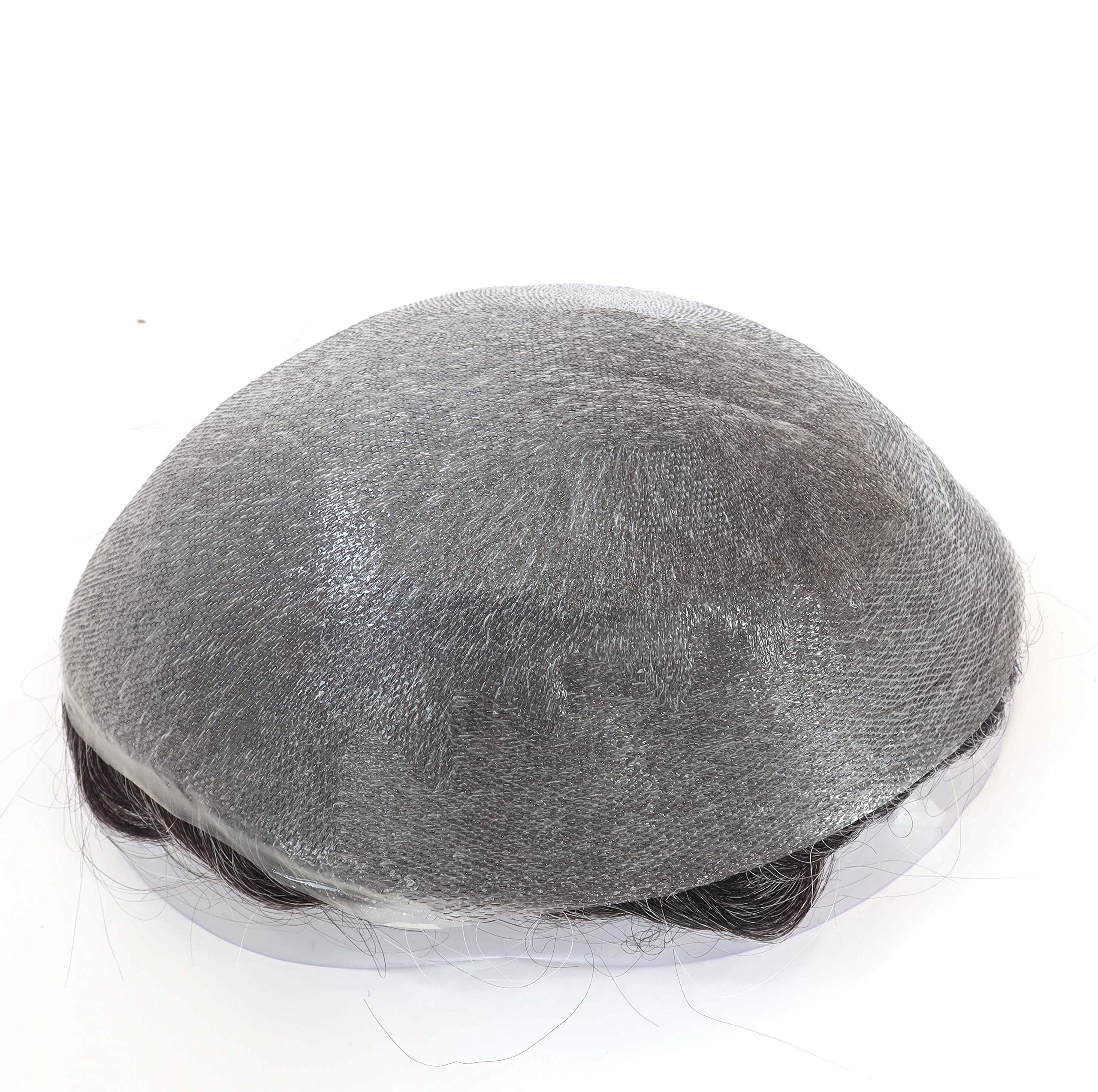 100% Human Hair Toupee for Men - Undetectable Ultra Thin Skin V-Looped Hair System #1B10 - Natural Look for Daily Wear & Special Occasions