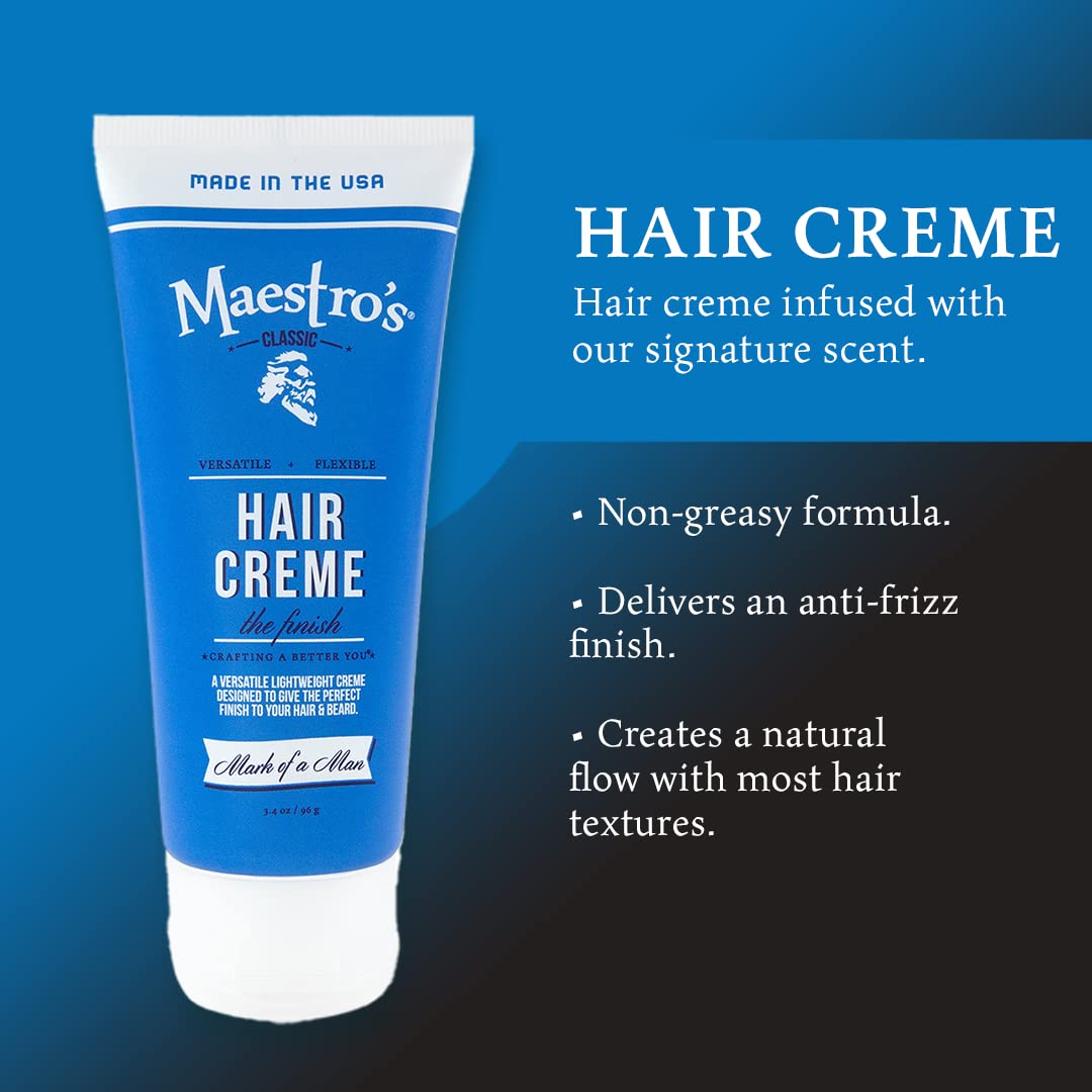 Maestro's Classic Hair Creme - Mark of a Man Blend, 3.4 oz | Styling Cream for Men with Natural Ingredients | Perfect for Daily Grooming & Professional Styling