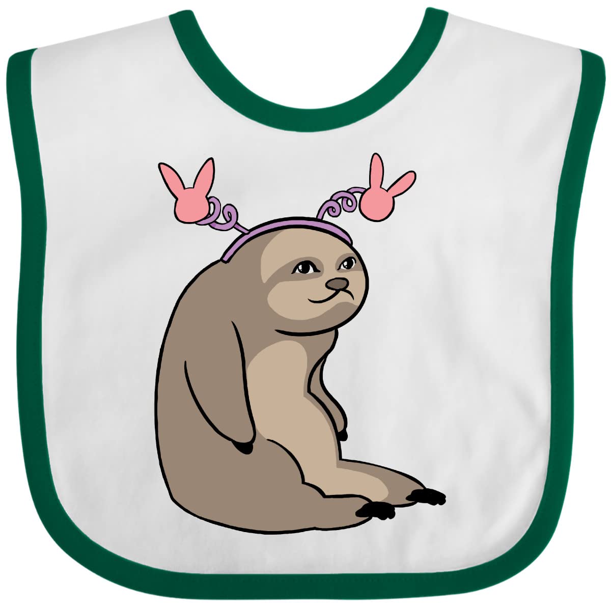 Inktastic Easter Sloth with Pink Bunny Ears Baby Bib - Soft Cotton Drool Bib for Infants & Toddlers - Perfect for Easter Celebrations, Baby Showers & Photo Shoots
