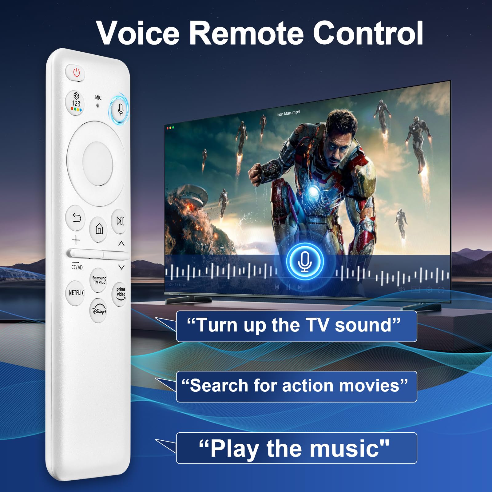 Original Samsung BN59-01432A Solar Voice Remote Replacement for Samsung Neo QLED 8K HDR Frame Smart TVs (2023 Models) - Rechargeable Solar Cell, White - Perfect for Home Entertainment & Smart TV Control
