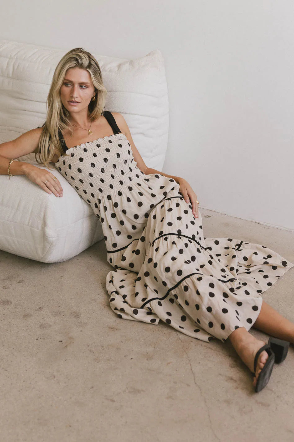 Matilda Polka Dot Midi Dress - Women's Floral Summer Dress with Short Sleeves | Perfect for Beach Vacations, Garden Parties & Date Nights