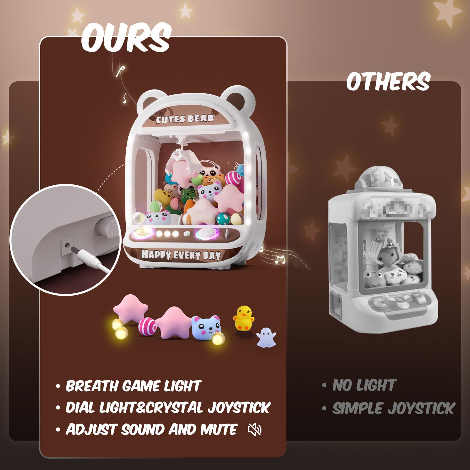 Unicorn Claw Machine for Kids - Mini Arcade Game with Squishy Fidget Toys & Candy Dispenser | Fun Prize Grabber for Girls Age 6+ | Birthday Party, Playroom & Family Game Night Entertainment