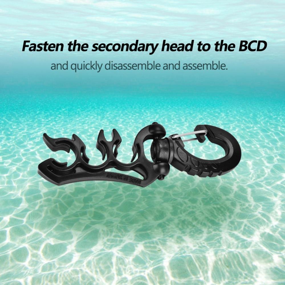 Premium Stainless Steel Diving Hose Holder with Clip Buckle Hook - Secure Snorkeling & Scuba BC Hose Organizer (Black) - Perfect for Underwater Adventures, Hookah Diving & Marine Equipment Storage