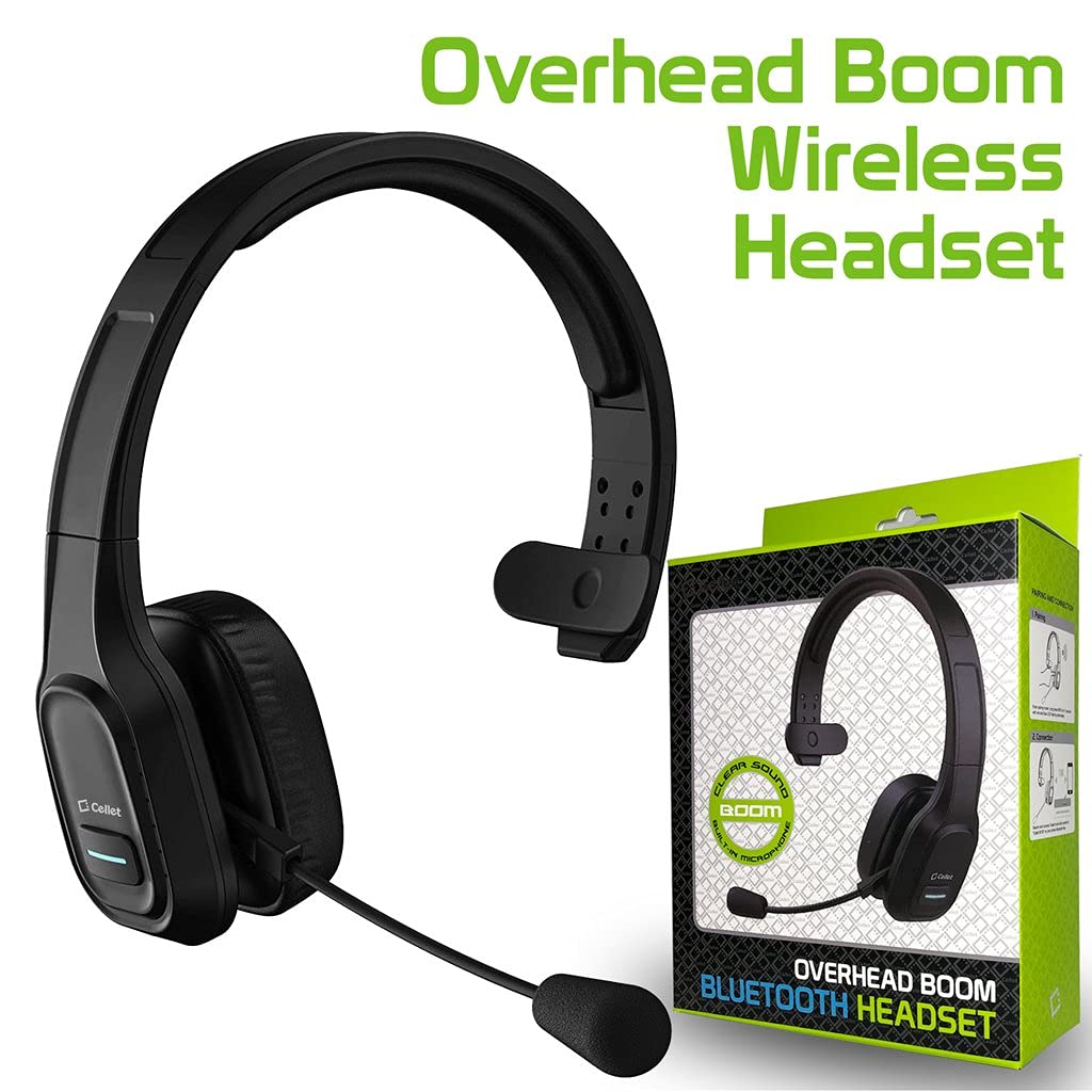 PRO Wireless Headset for Samsung Galaxy Book Pro 360 (13.3-inch) - Boom Dual V5.3 Bluetooth & 3.5mm Backup Cable - Noise Cancelling for Truck Drivers, Office Work & Online Meetings (Black)
