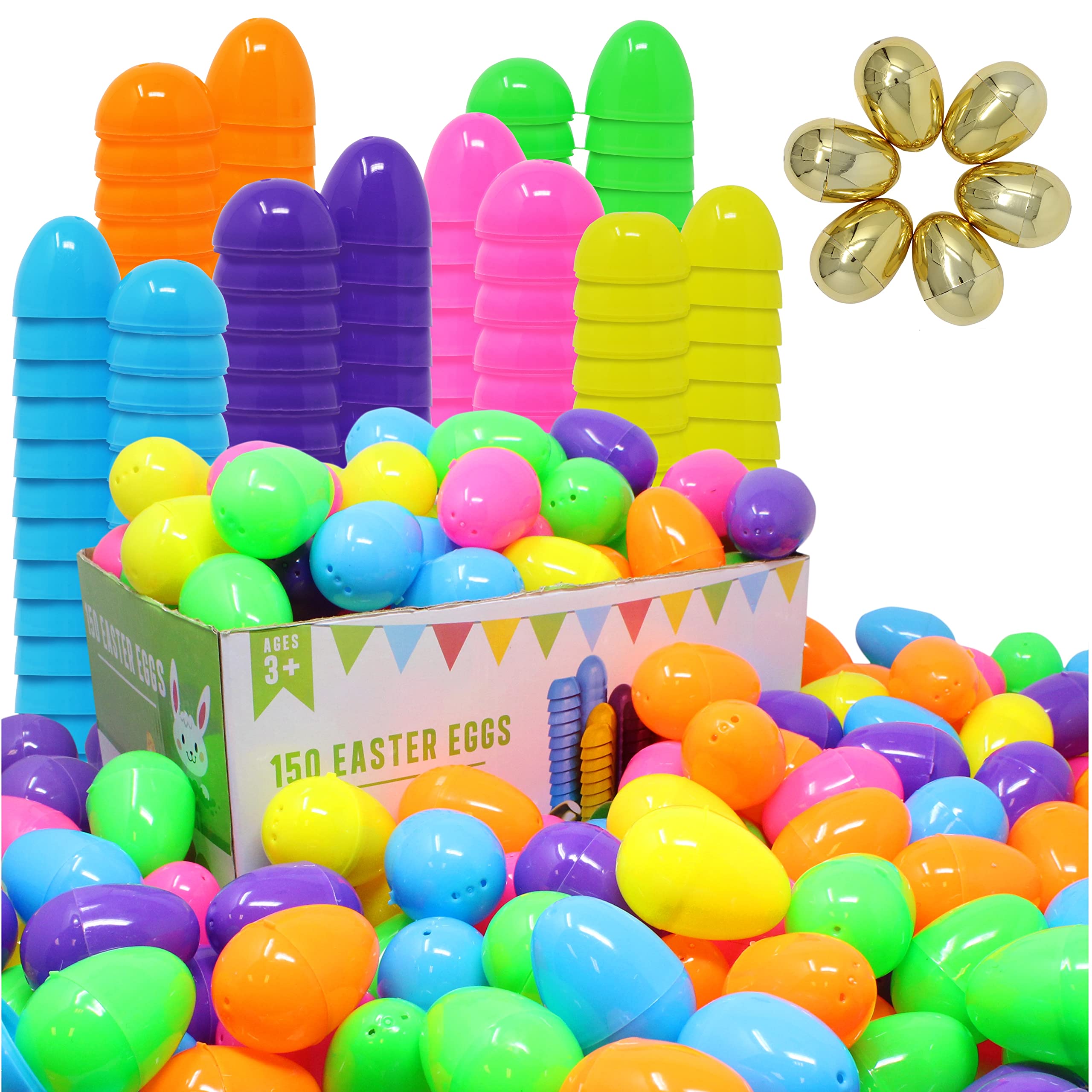JOYIN 144-Piece Easter Egg Set with 6 Golden Eggs - 2.3