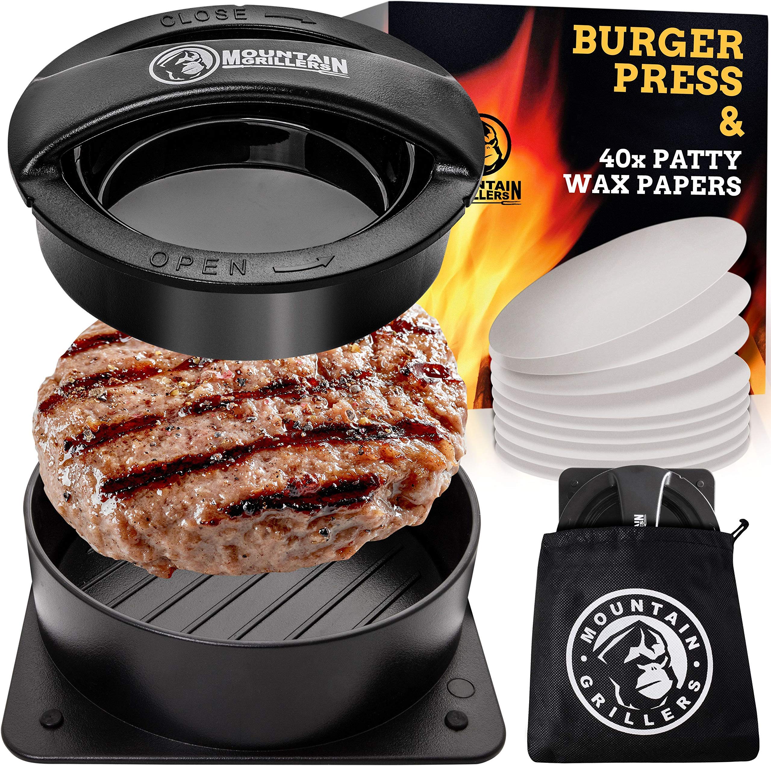 Premium Stainless Steel Burger Press - Heavy Duty Patty Maker for Juicy Homemade Burgers, Meatballs & Sliders - Perfect for BBQ, Grilling & Outdoor Cooking