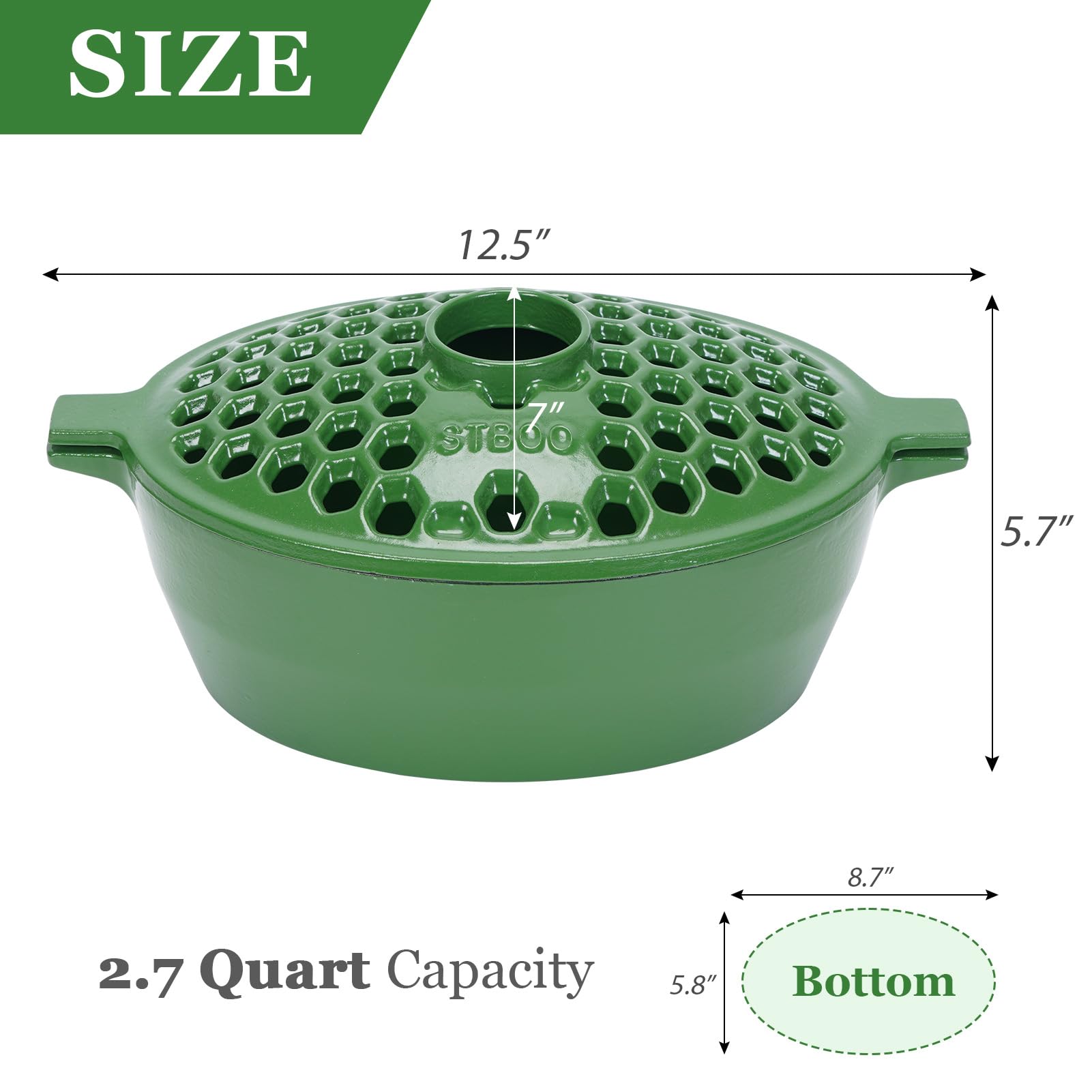 STBoo Wood Stove Steamer - 2.7 Quart Cast Iron Humidifier for Fireplace | Rust-Resistant Matte Finish Indoor Heating Pot | Decorative Bowl Cover Accessory for Home | Perfect for Winter Dry Air Relief & Cozy Fireplace Ambiance