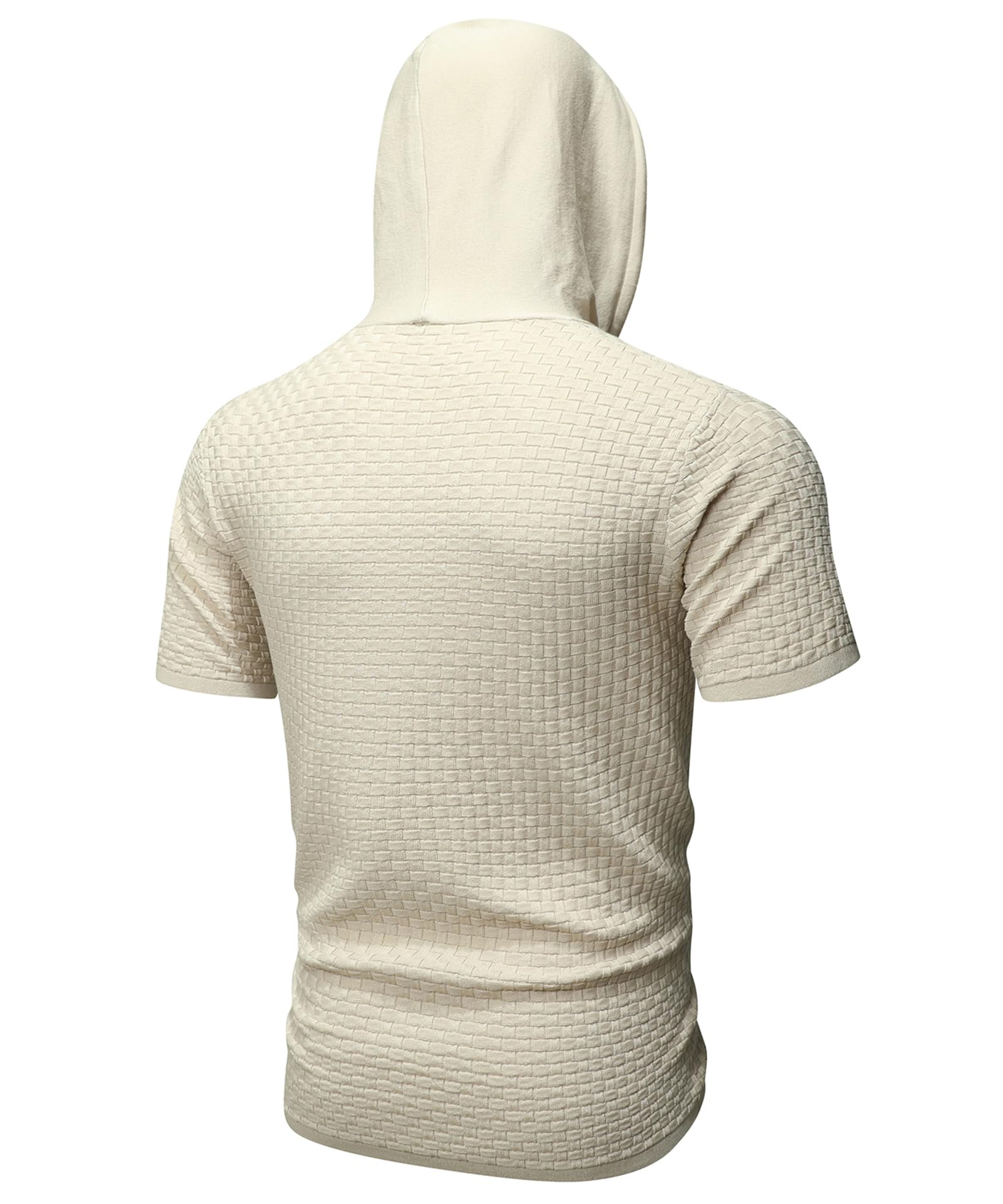 Zaitun Men's Short Sleeve Hoodie Shirt - Casual Waffle Knit Pullover Sweater for Men | Lightweight Summer Top for Outdoor Activities, Travel & Lounge Wear