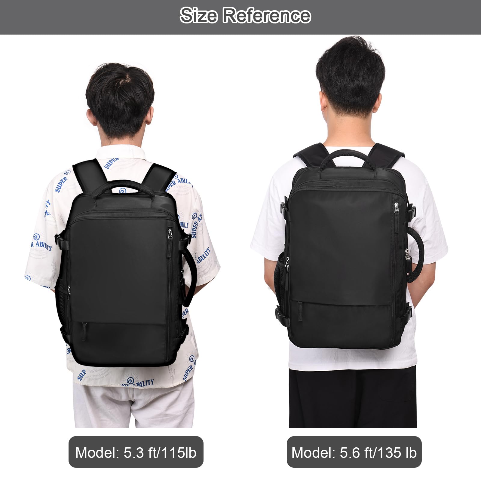 Expandable 40L Travel Backpack for Women & Men - Waterproof Carry On Backpack with 17
