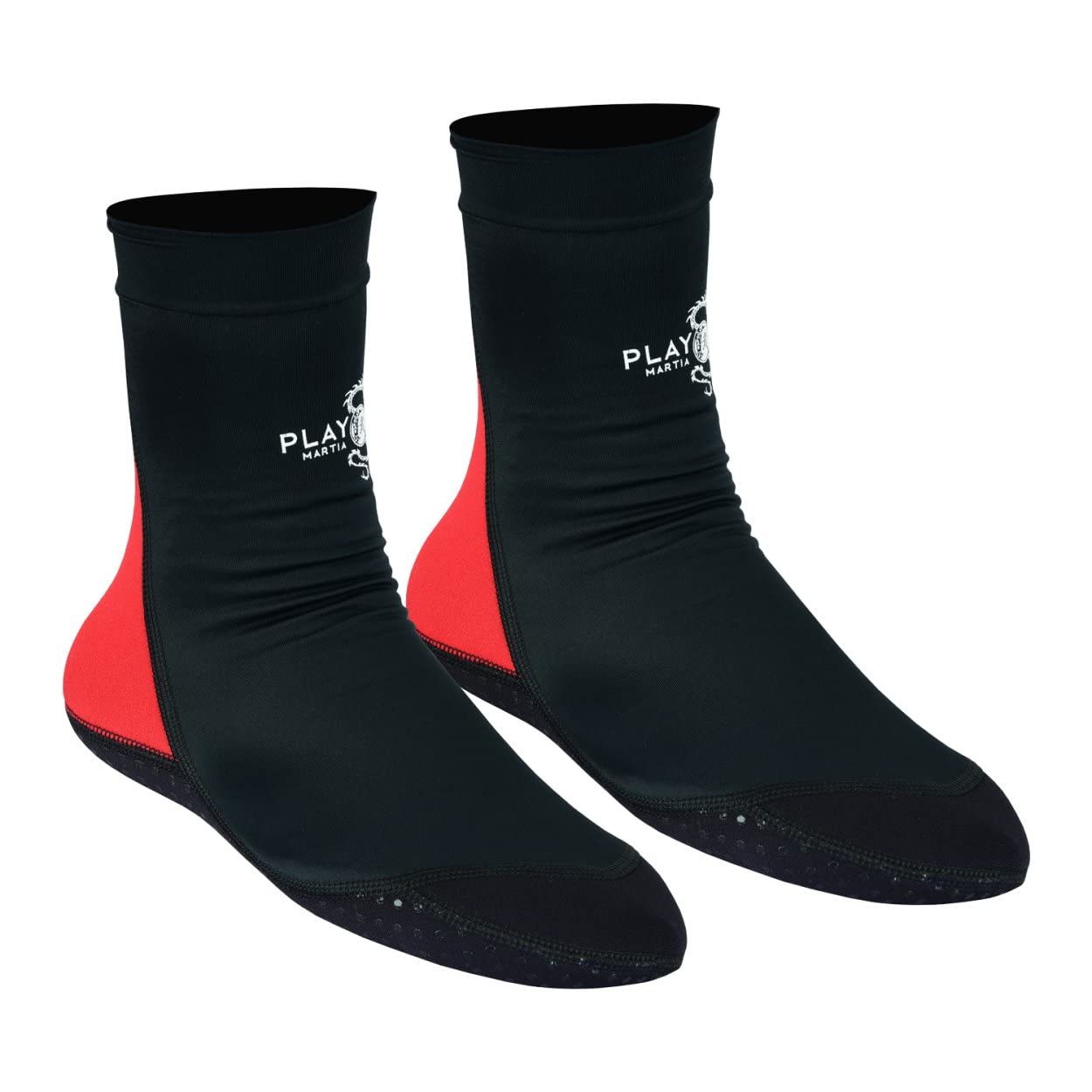 Playwell Martial Arts/MMA School Dojo Gym Floor Tatami Indoor Mat Grappling Foot Socks - Black/Red - New Training Gear for MMA, BJJ, Wrestling & Martial Arts Practice