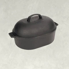 12 Qt. Cast Iron Covered Oval Roaster – Heavy Duty Dutch Oven for Braising, Stewing & Baking – Perfect for Soups, Casseroles & Family Dinners