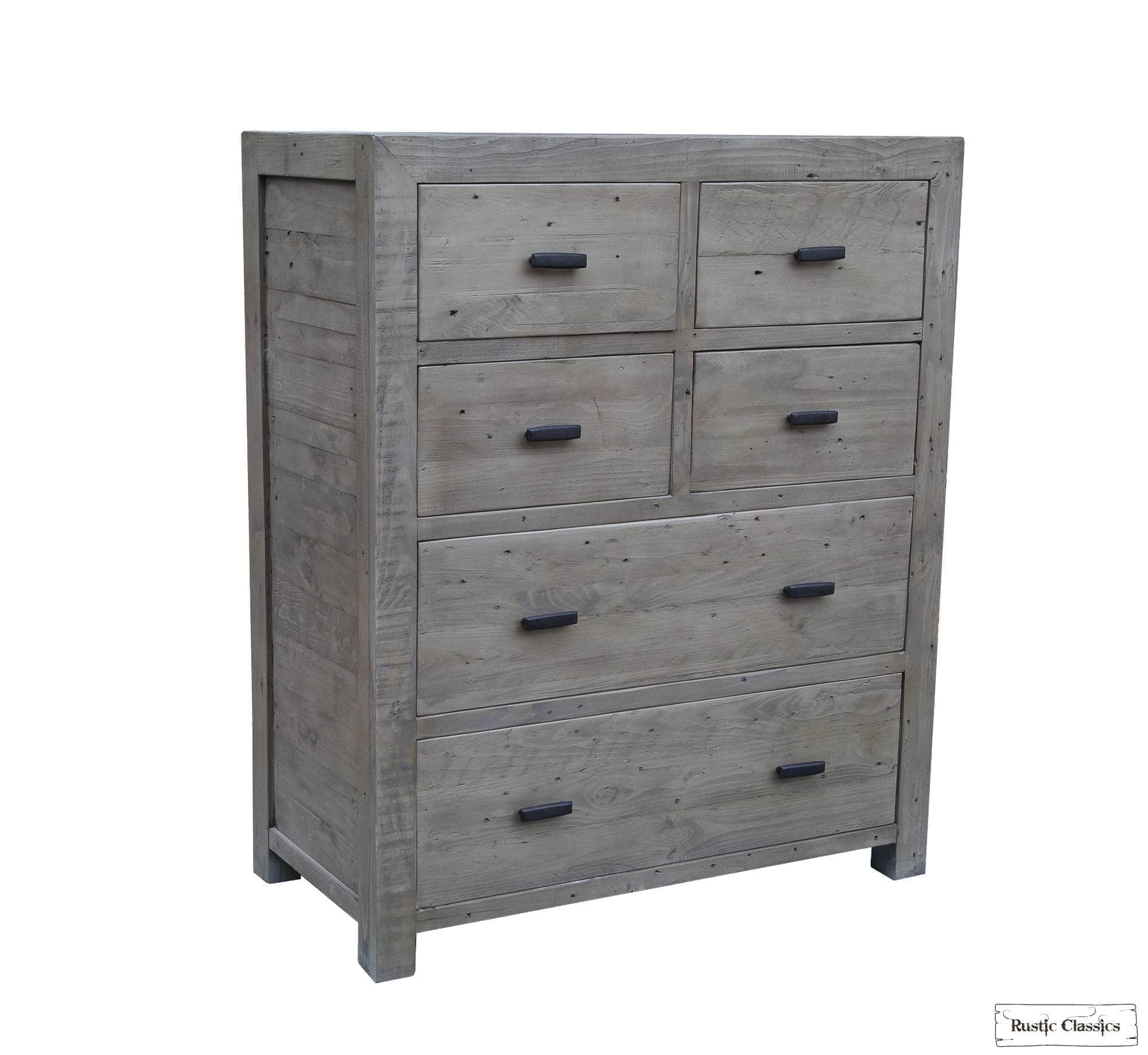Whistler Reclaimed Wood 6-Drawer Dresser in Grey - Rustic Bedroom Storage Solution for Master Bedroom or Guest Room
