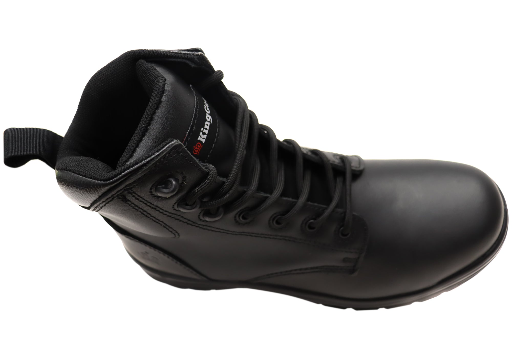 KingGee Men's Comfortable Leather Safety Work Boots with Lace-Up Design - Durable Non-Slip Shoes for Cooking, Construction & Outdoor Work