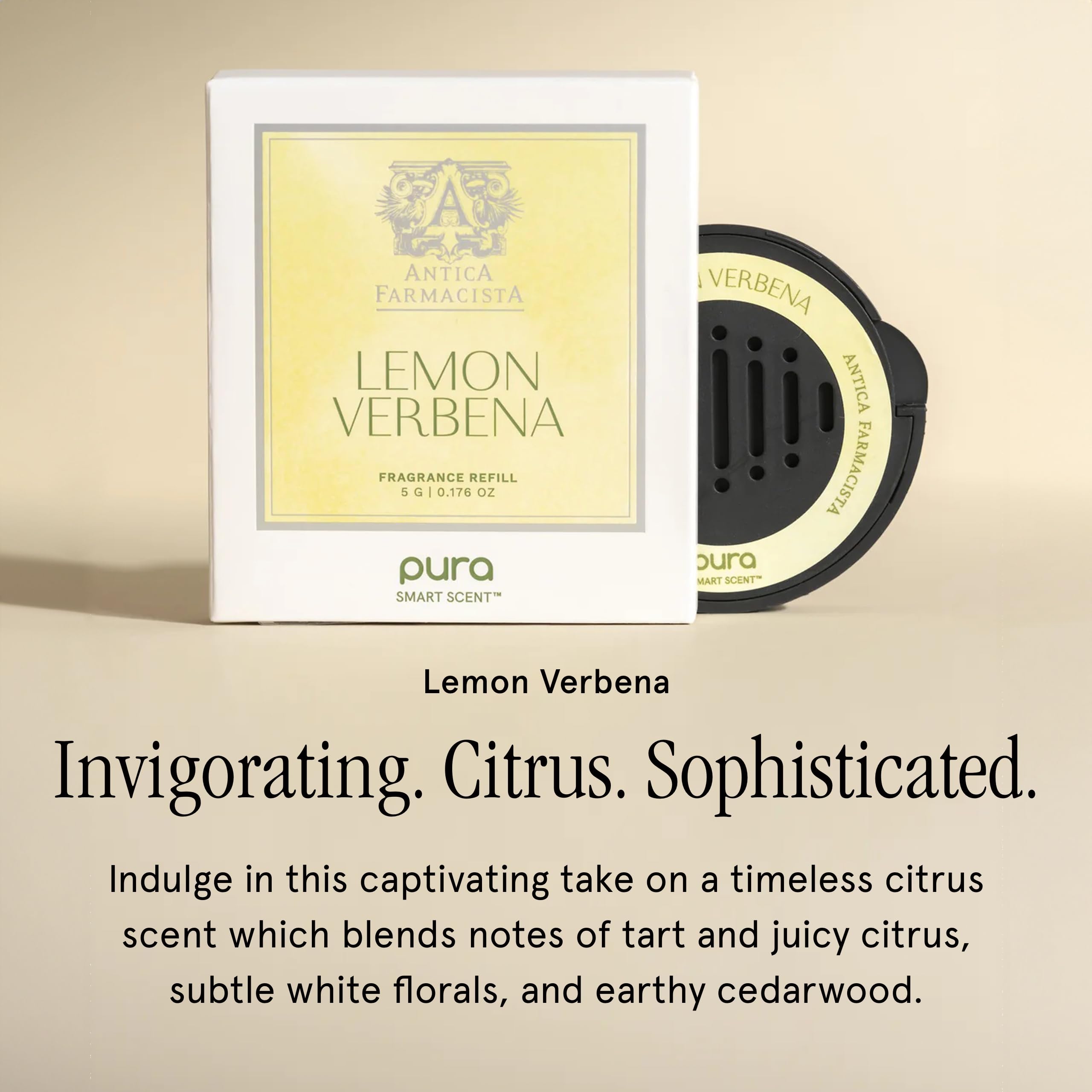 Premium Pura Car Scent Refill - Long Lasting 30-Day Luxury Fragrance for Smart Car Diffusers - Lemon Verbena Scent - Safe & Clean Air Freshener for Vehicles - Perfect for Daily Commutes, Road Trips & Office Parking