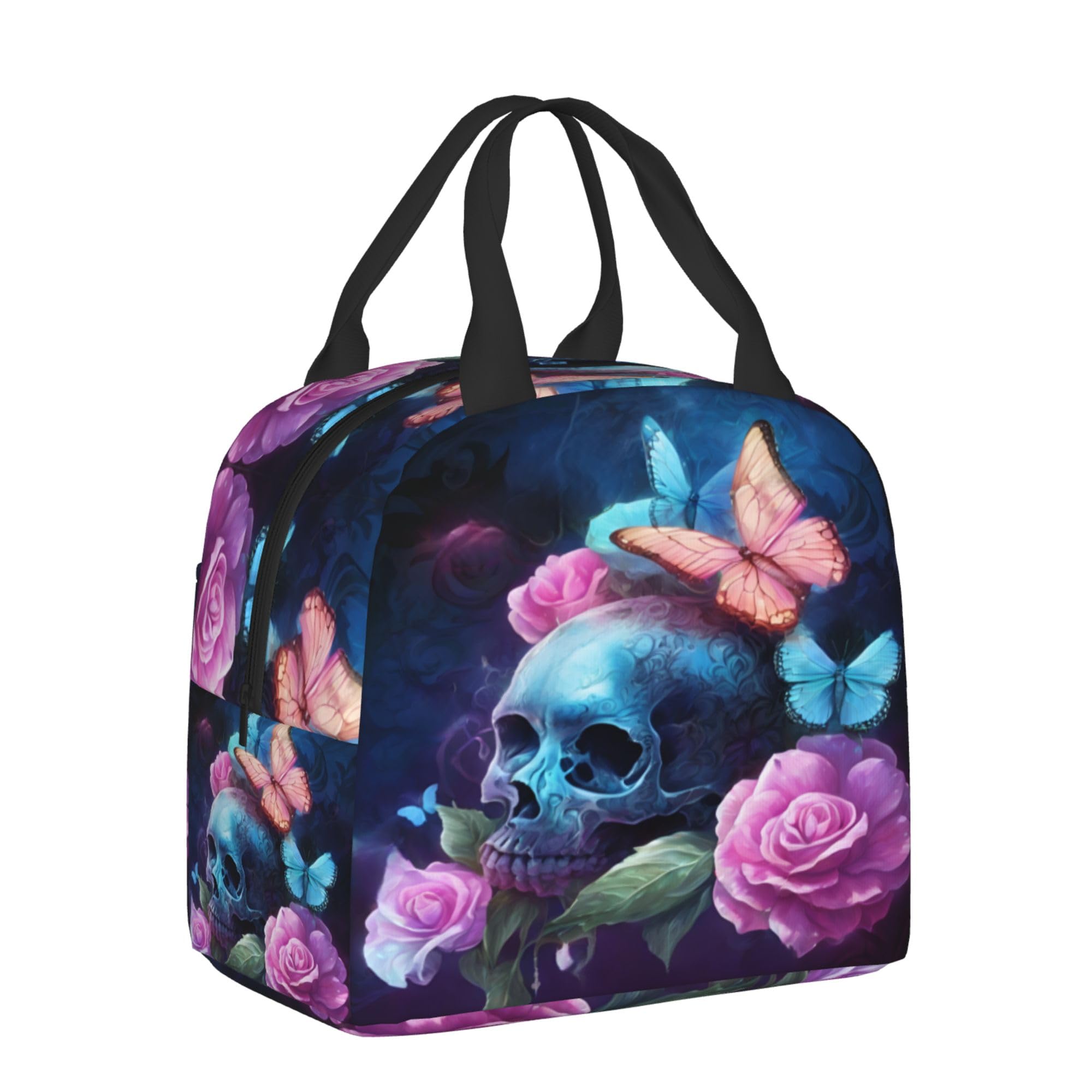 Skull Butterfly Insulated Lunch Box - Reusable Thermal Lunch Bag for Women & Men, Perfect for Office, Camping, Hiking, Picnic, Beach & Travel | Great for Work, School, Outdoor Adventures & Daily Commute