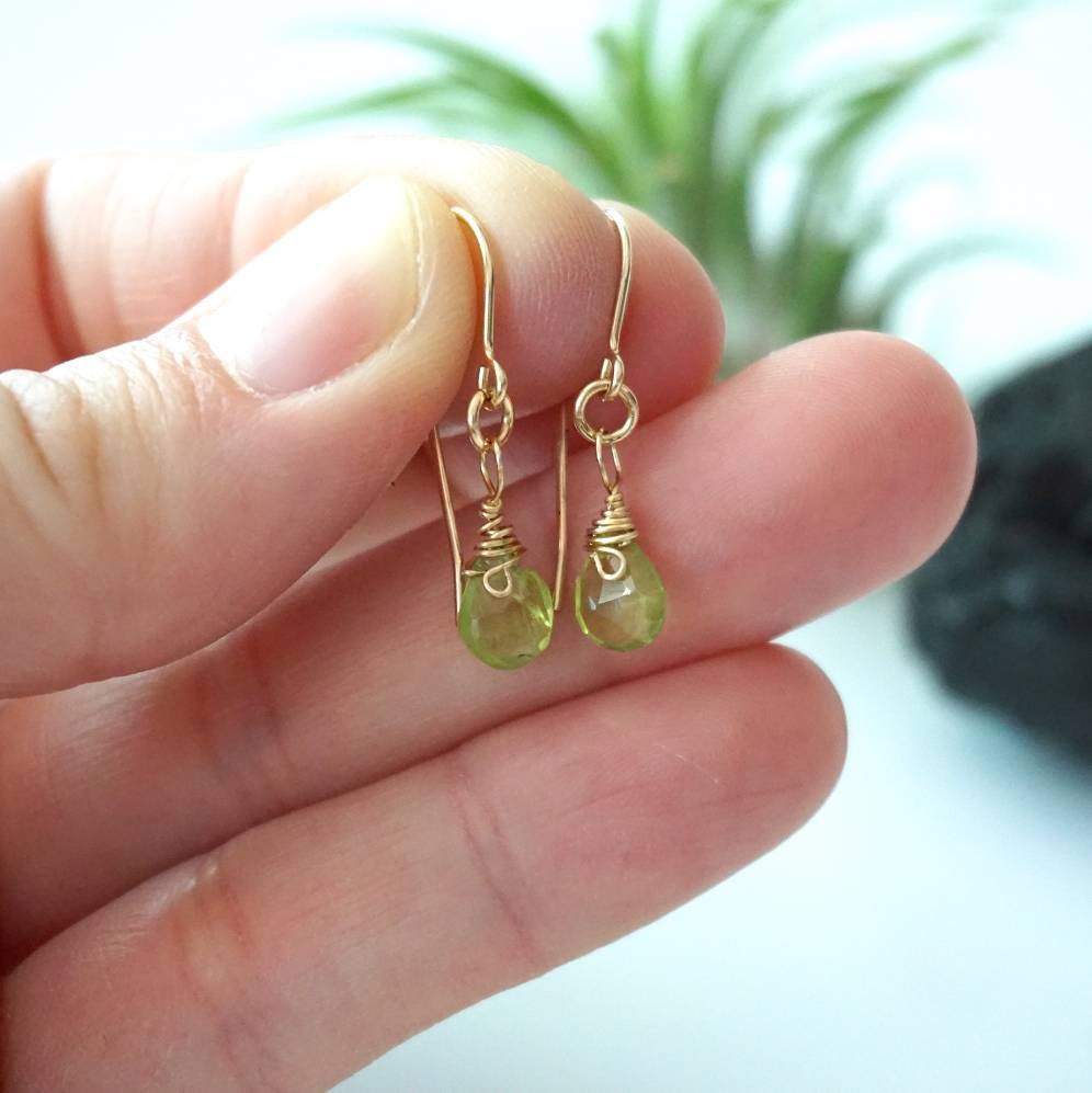 Peridot Earrings for Women - 14k Gold Filled Teardrop Dangle Earrings | Perfect for Weddings, Parties & Everyday Elegance