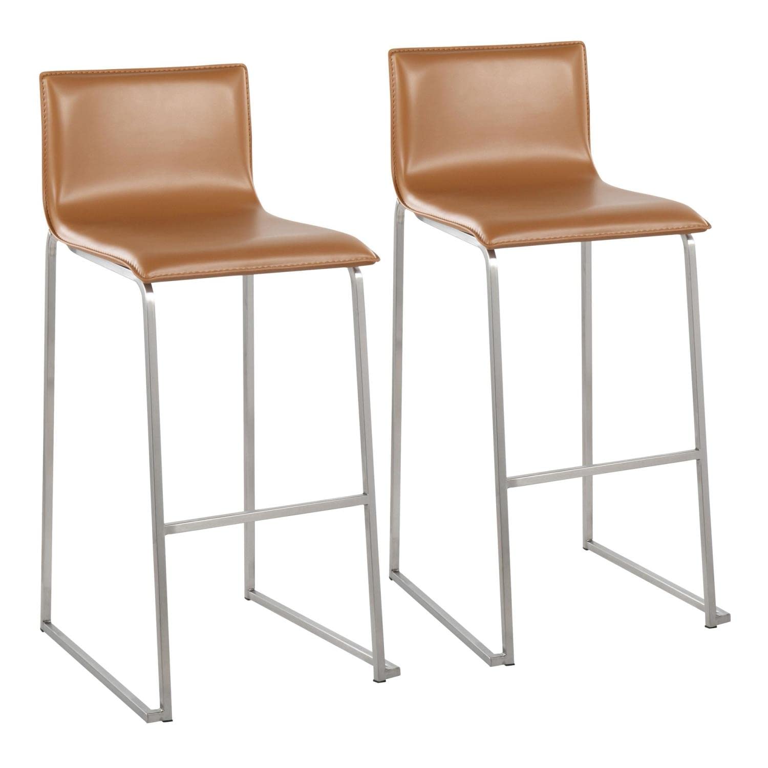 LumiSource Mara Bar Stool Set of 2 - Modern Counter Height Bar Chairs with Back Support - Perfect for Kitchen Island, Breakfast Nook & Home Bar Decor