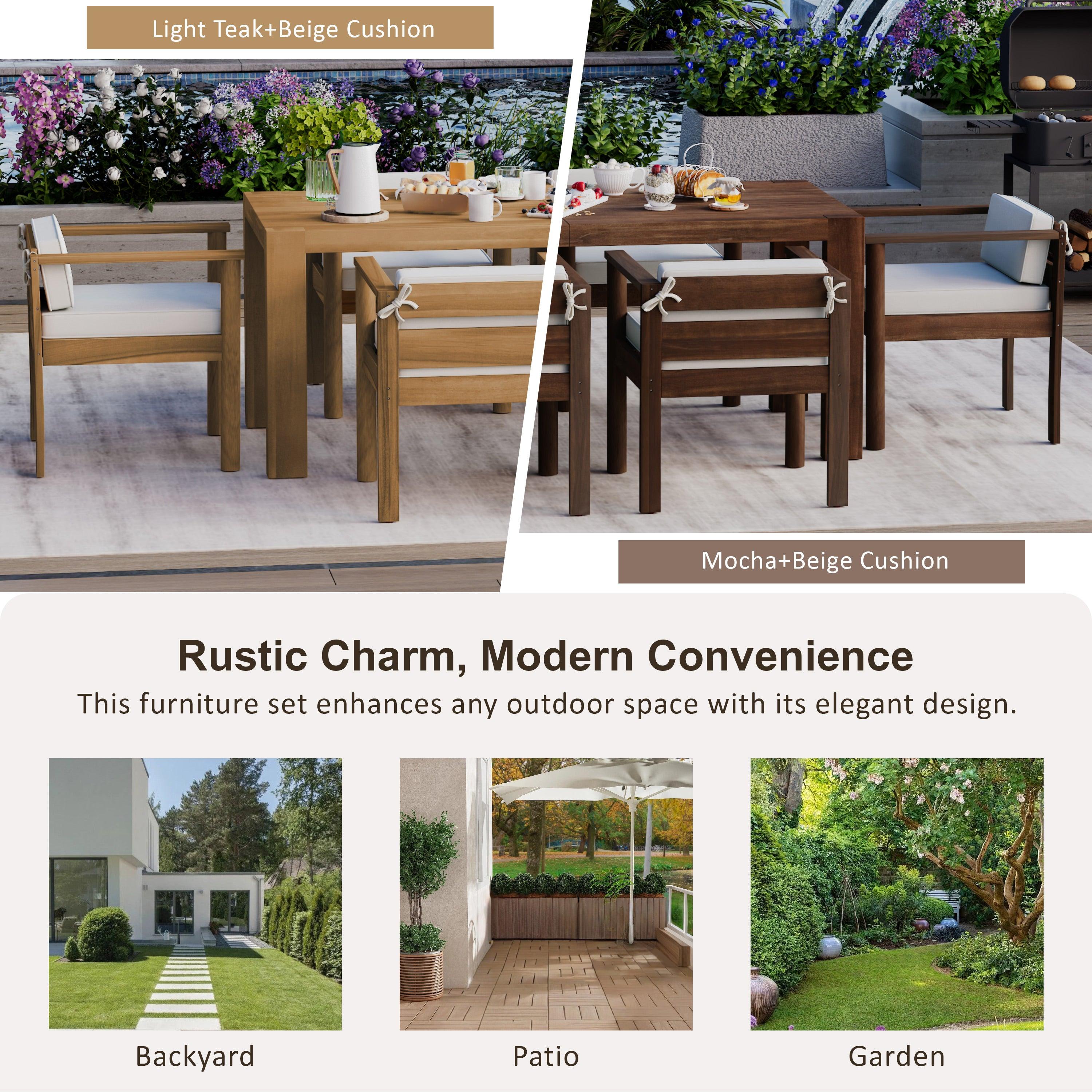 7-Piece Outdoor Patio Dining Set with 72.8