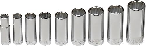 Wright Tool 300 9-Piece Deep Socket Set - 12-Point SAE 3/8