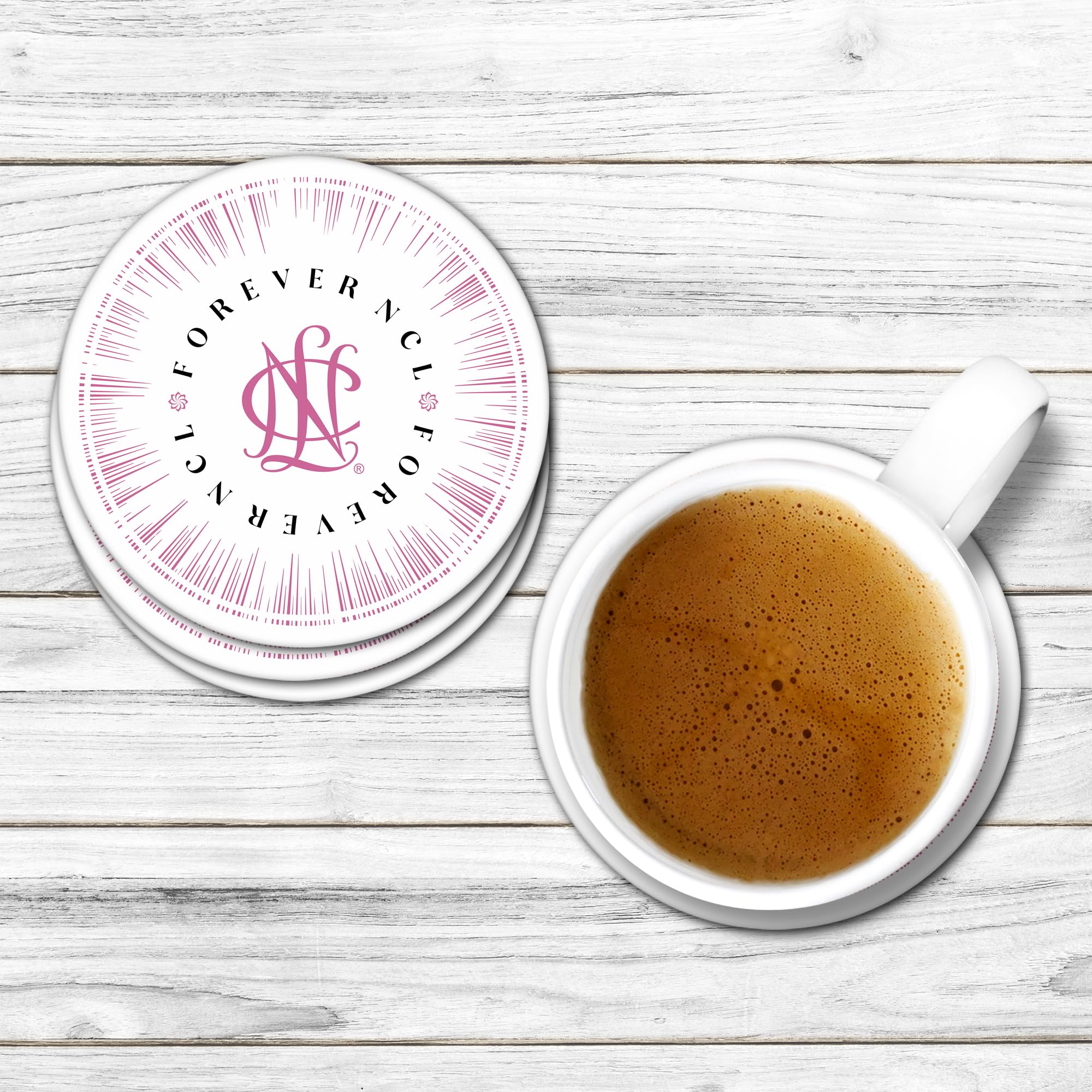 National Charity League Cork-Backed Hardboard Drink Coasters Set of 4 - Round Beverage Protectors for Coffee Tables, Bars & Home Decor (NCL #8)