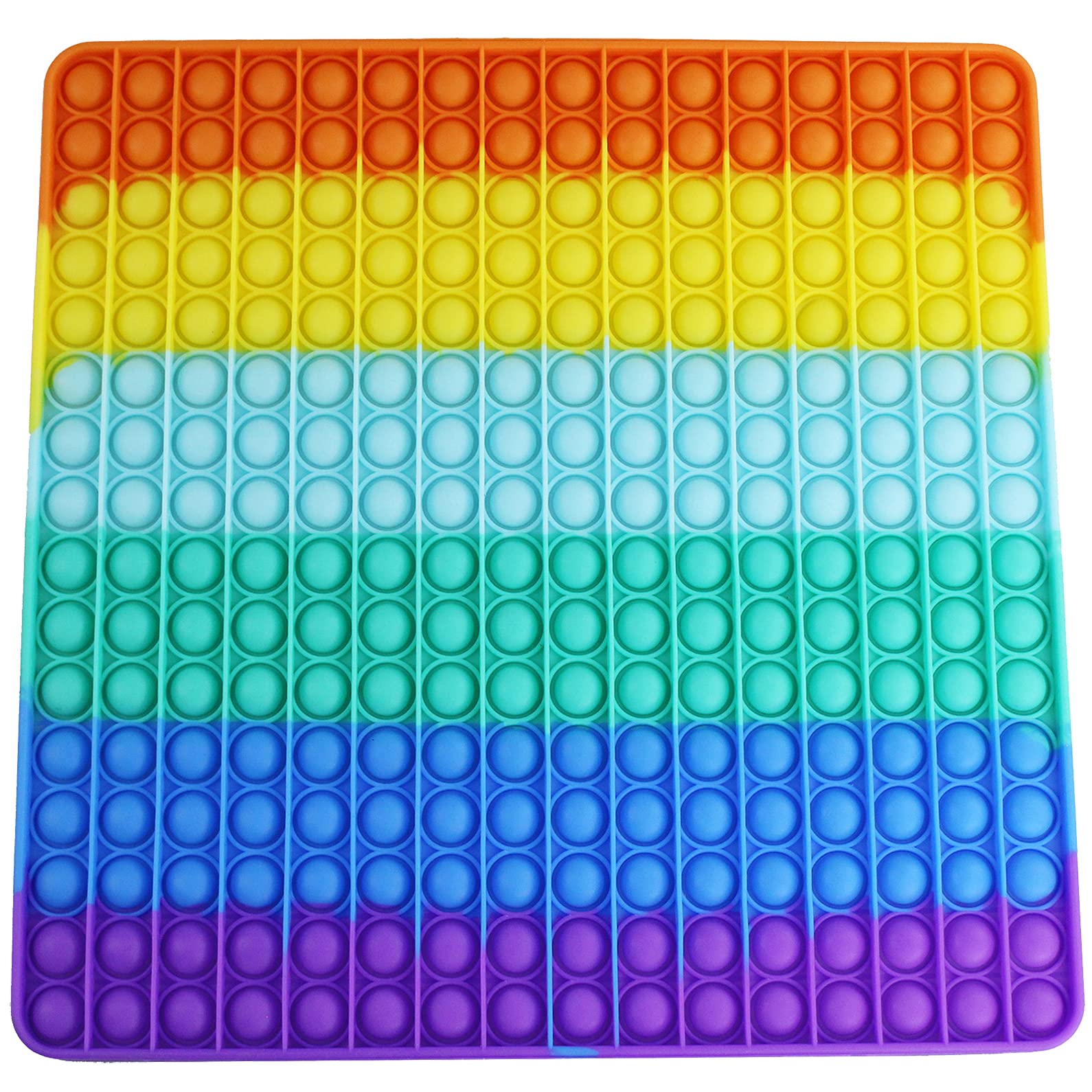 AZAZJ Large Push Pop Bubble Fidget Sensory Toy - Square Rainbow 256 Bubbles, Oversize Giant Popping Fidget Toy for Stress Relief, Autism & ADHD - Perfect for Office, Classroom & Travel (X-Large)